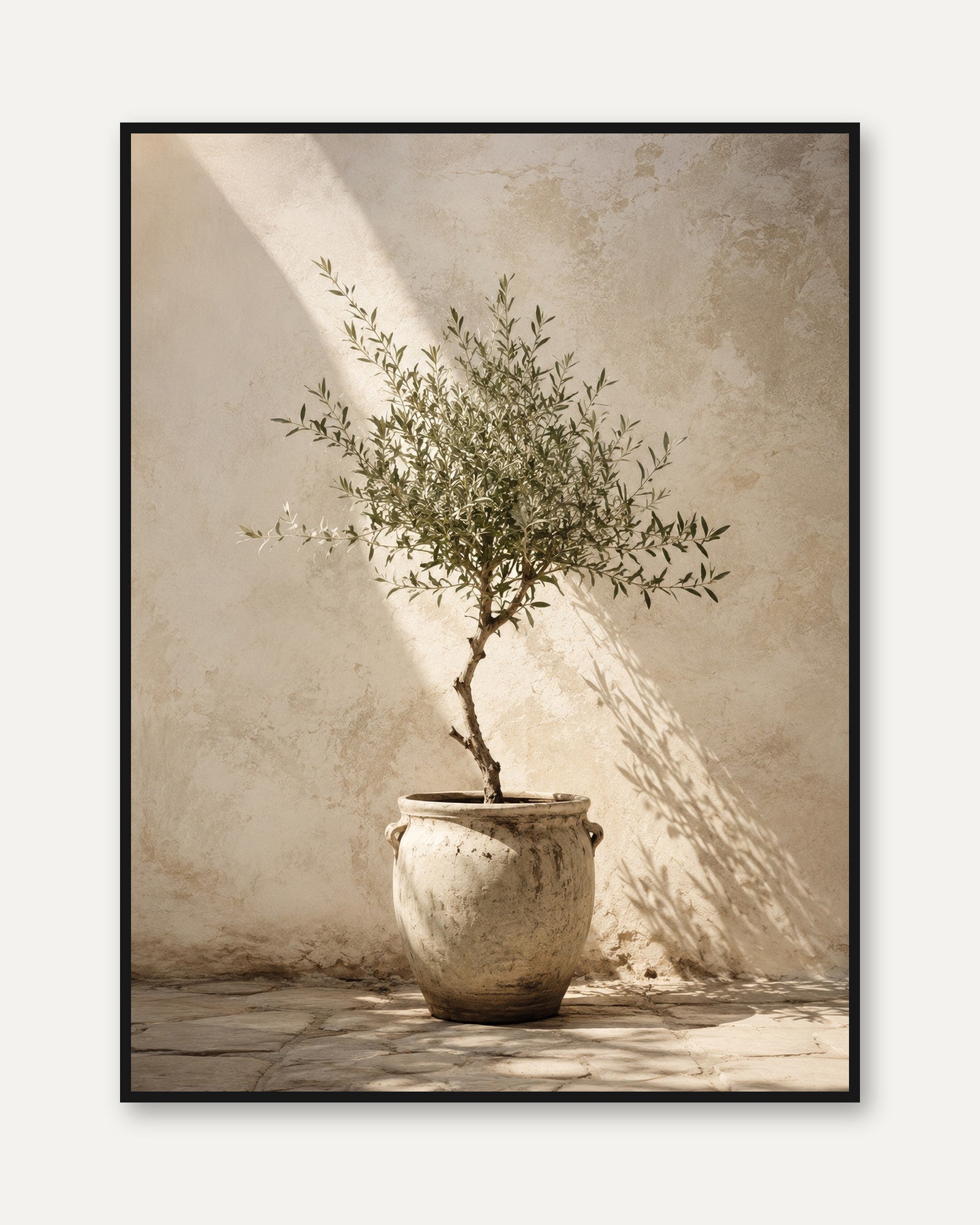 Olive Tree Wall Art: Rustic Pot - framed