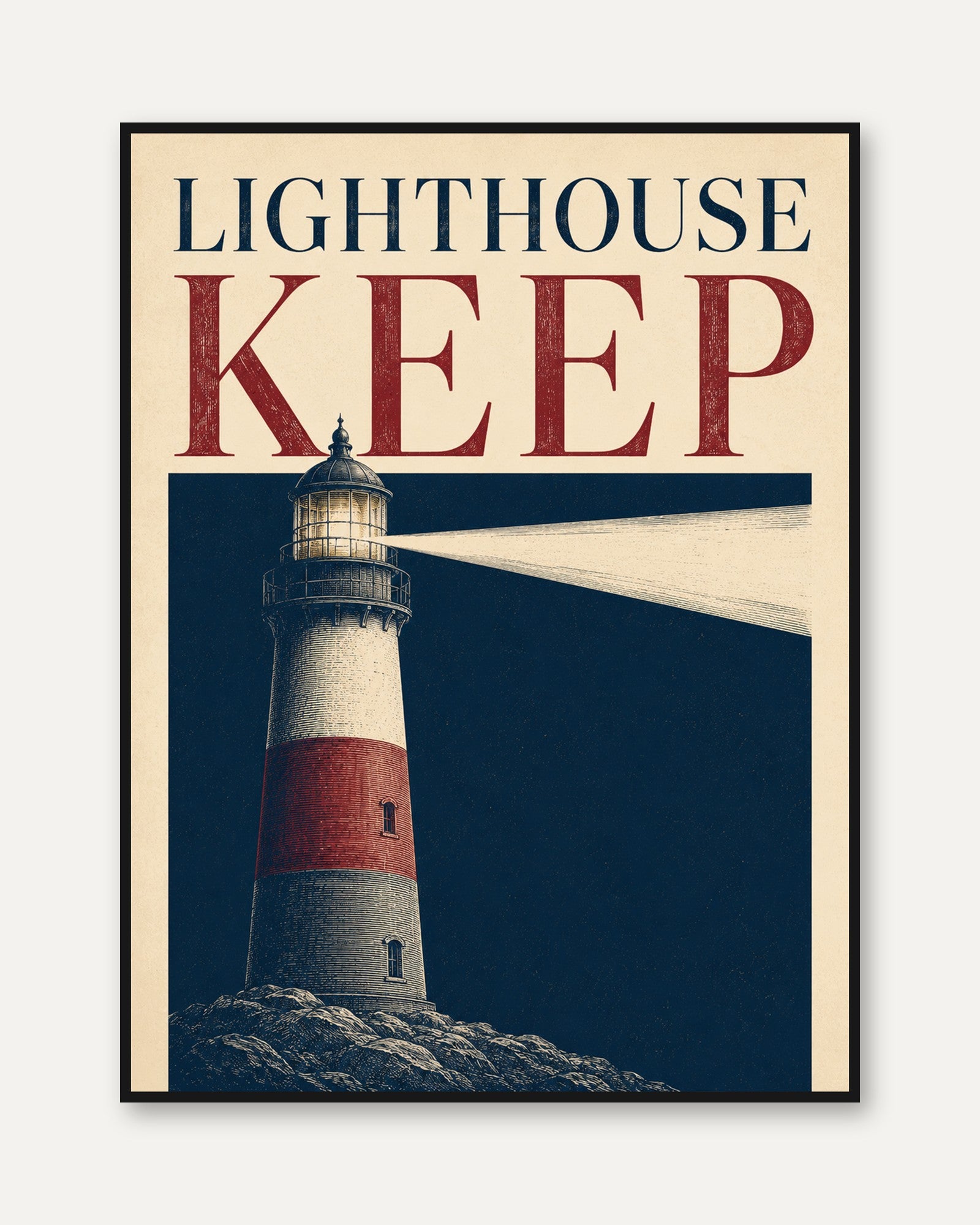 Lighthouse Wall Art – Nautical Poster - framed