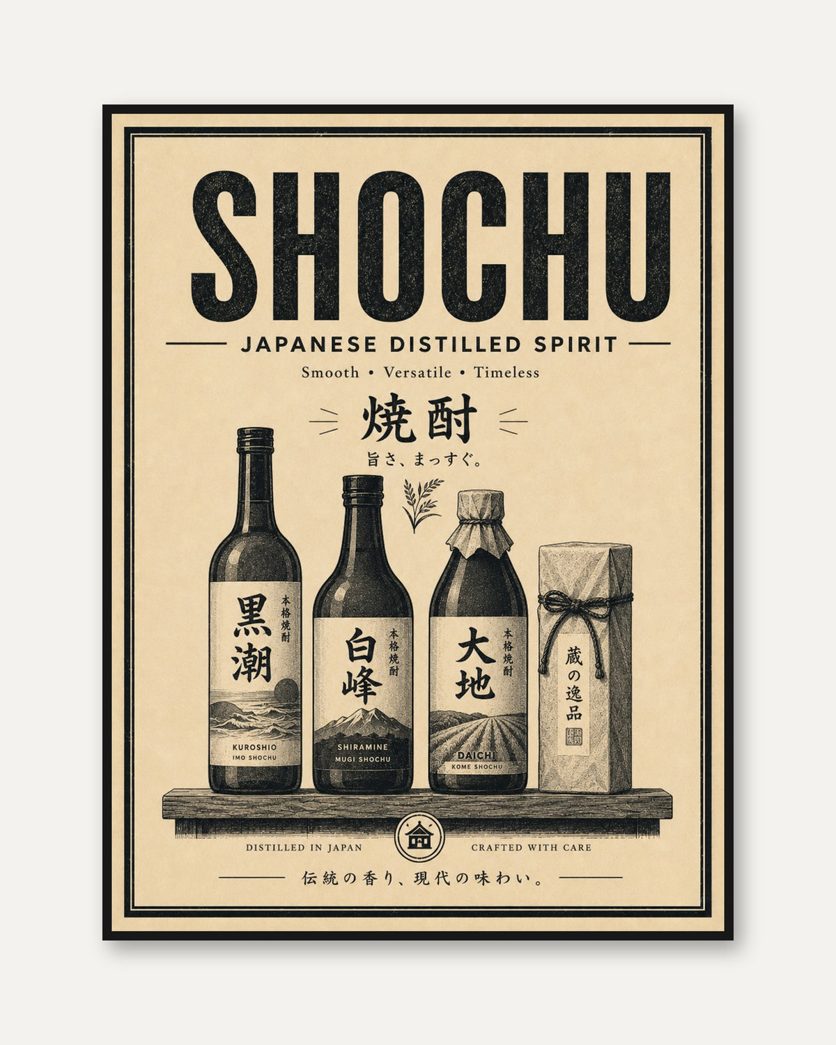 Shochu Japanese Spirits Poster: Vintage Advertising Wall Art - framed
