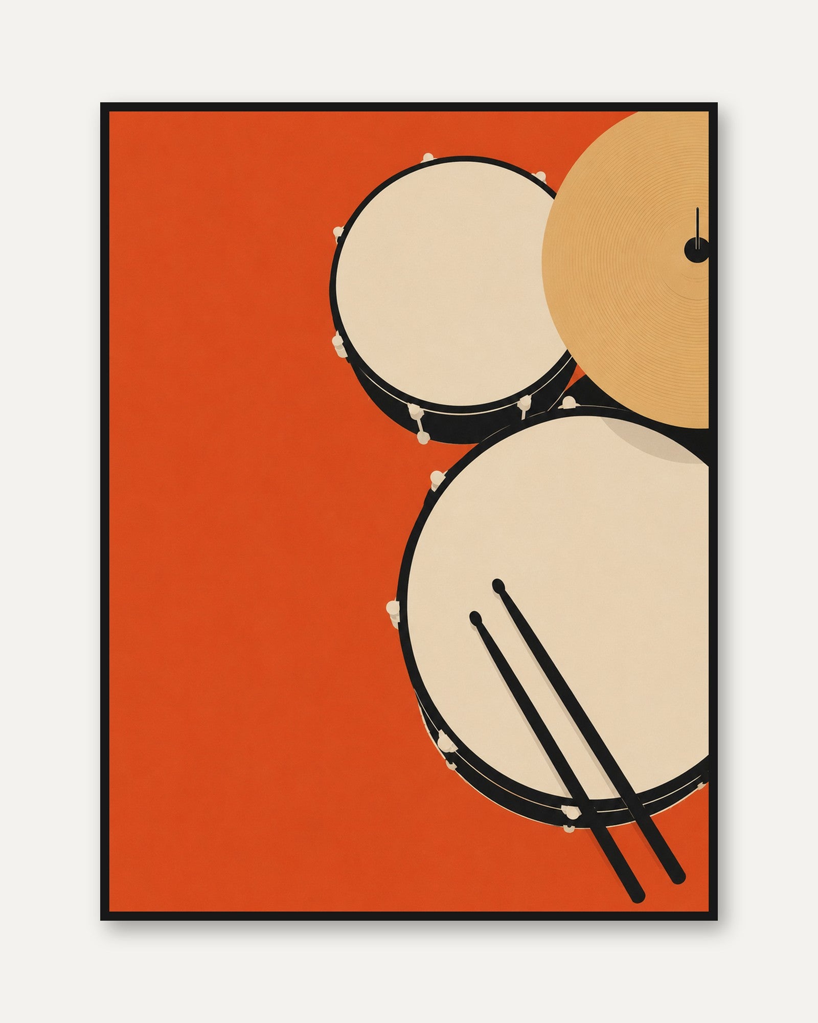 Drum Wall Art – Mid Century Music Print - framed