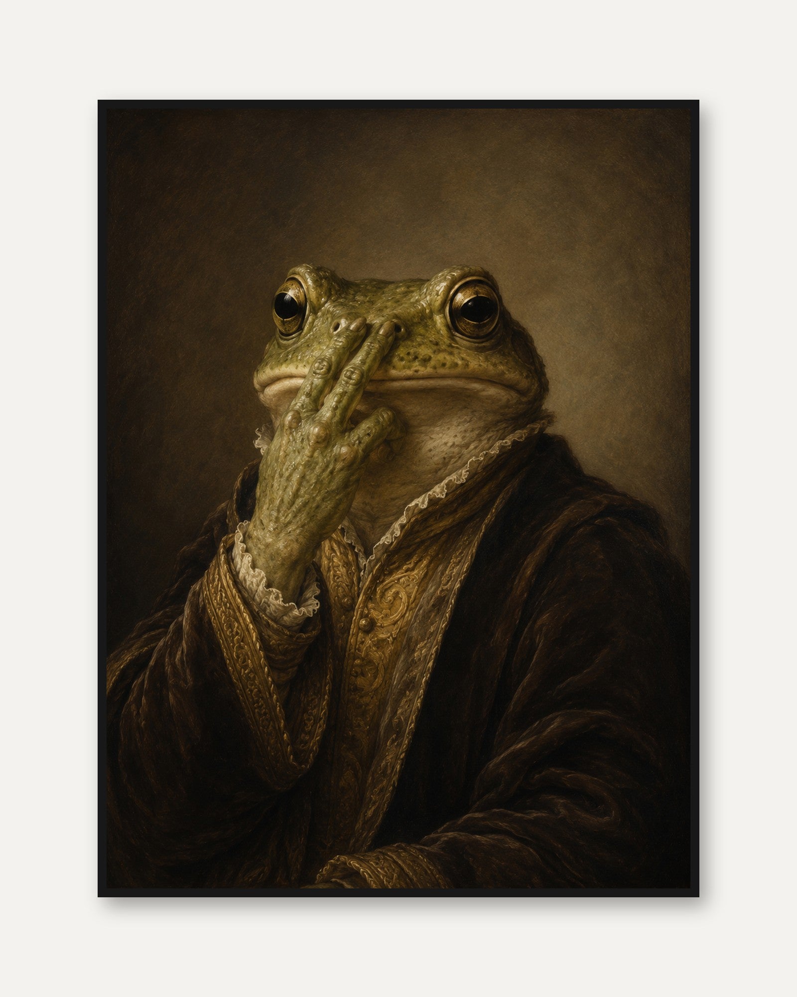 Funny Bathroom Poster Animal Portrait Print: Classical Renaissance - framed