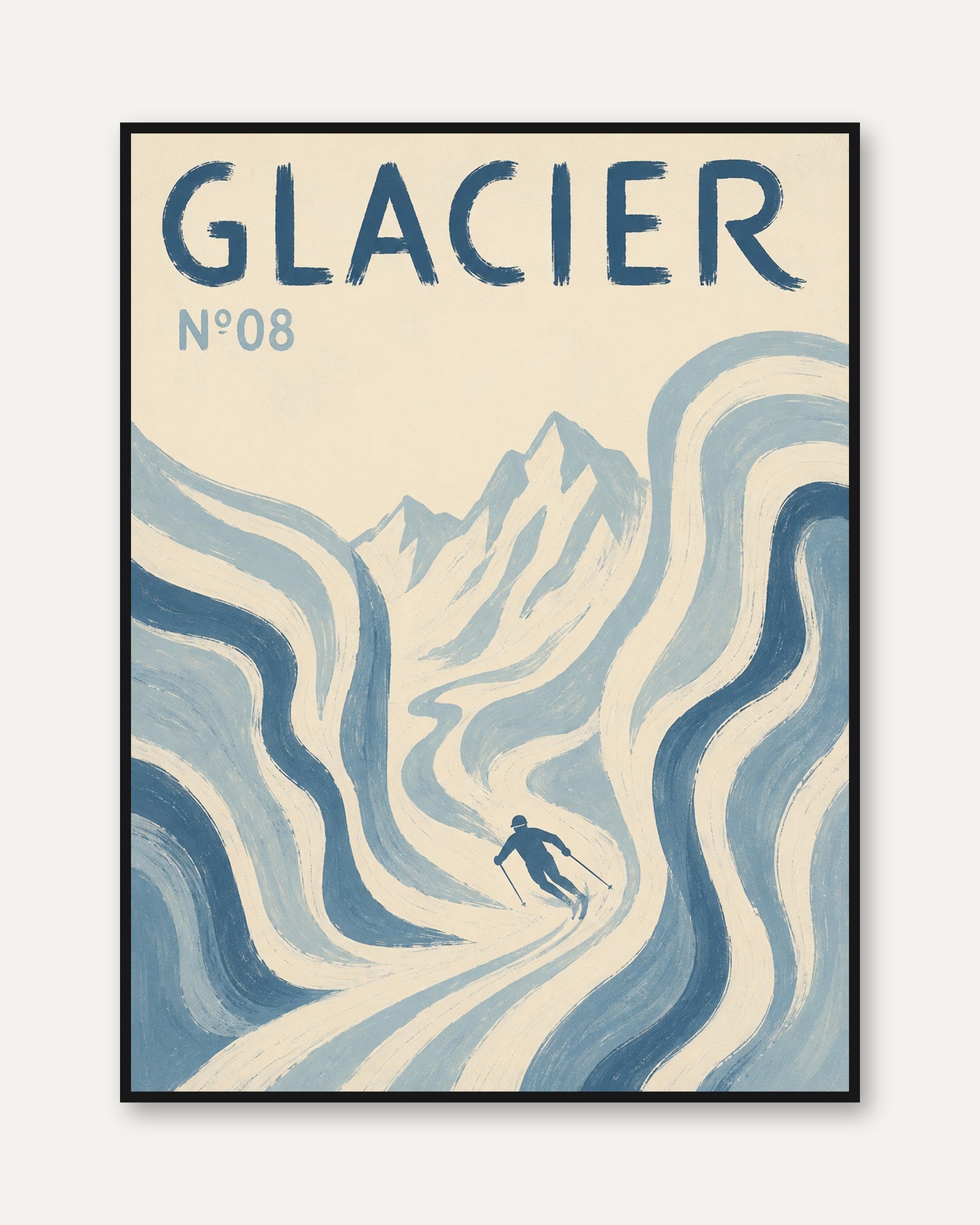 Skiing Wall Art – Glacier Ski Poster - framed