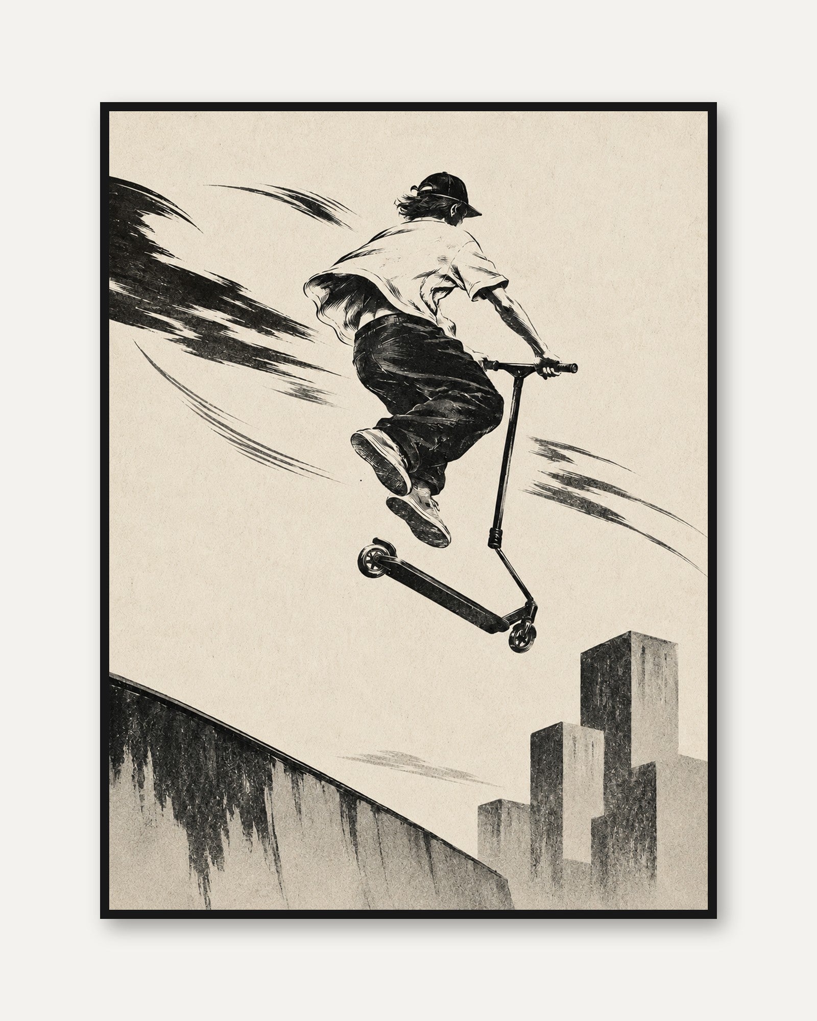 Vintage Ski Poster – Retro Winter Sports Wall Art - framed