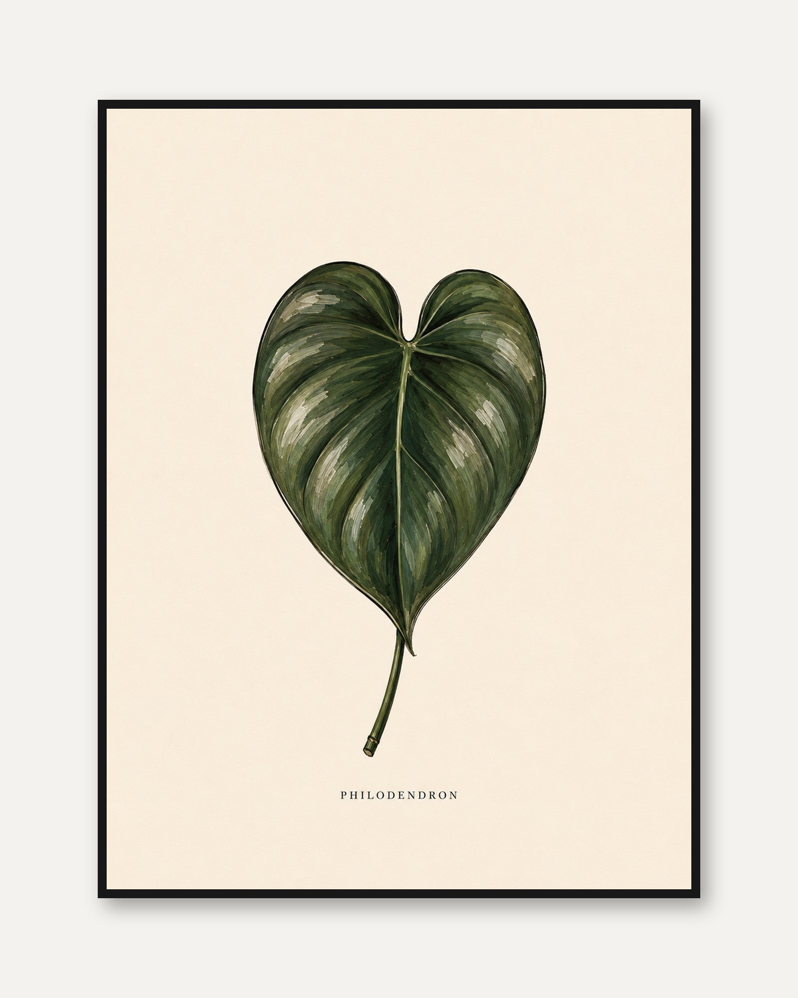 Philodendron Leaf Botanical Print: Vintage Green Wall Art - framed