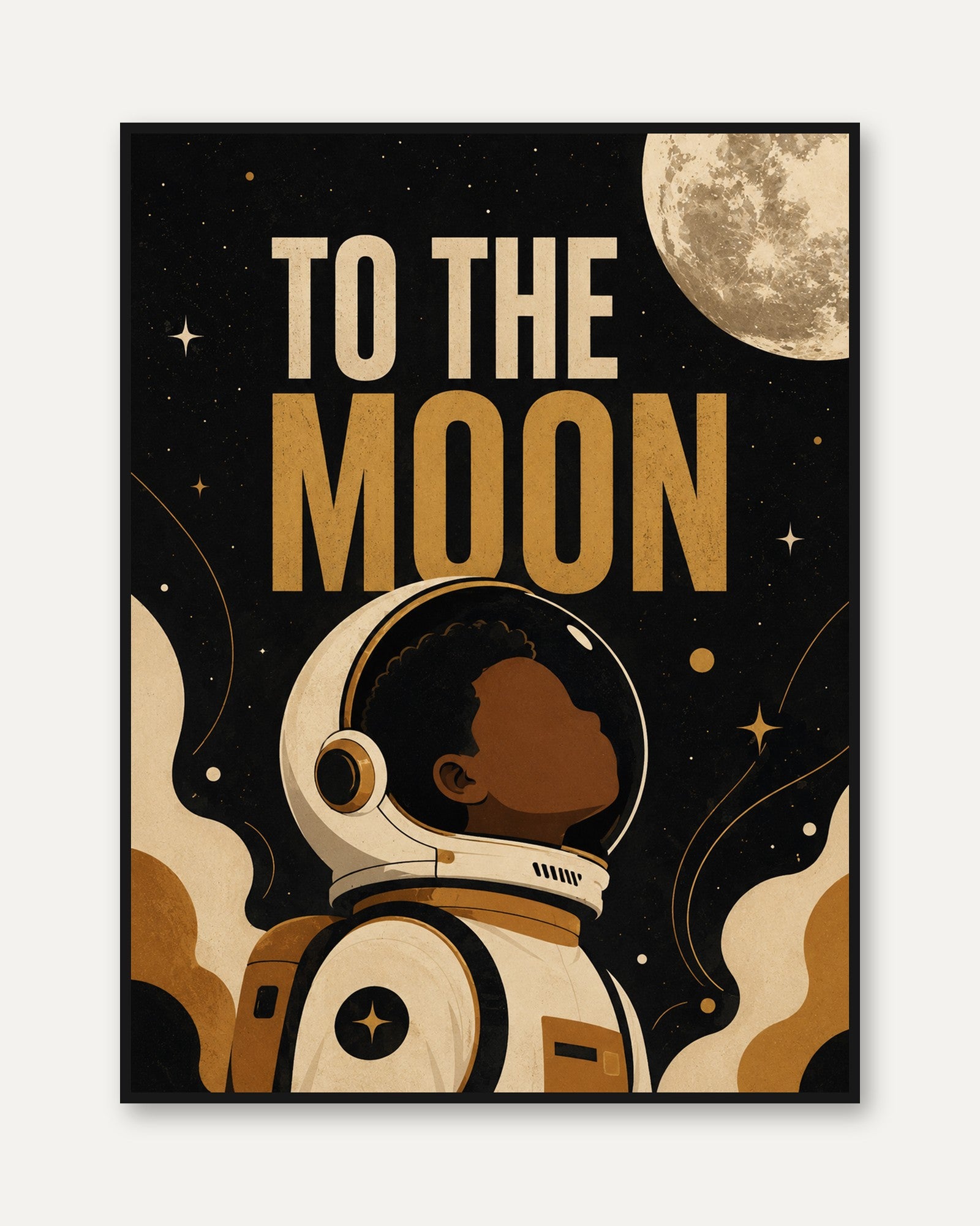 Space Nursery Wall Art – Astronaut Moon Print - framed
