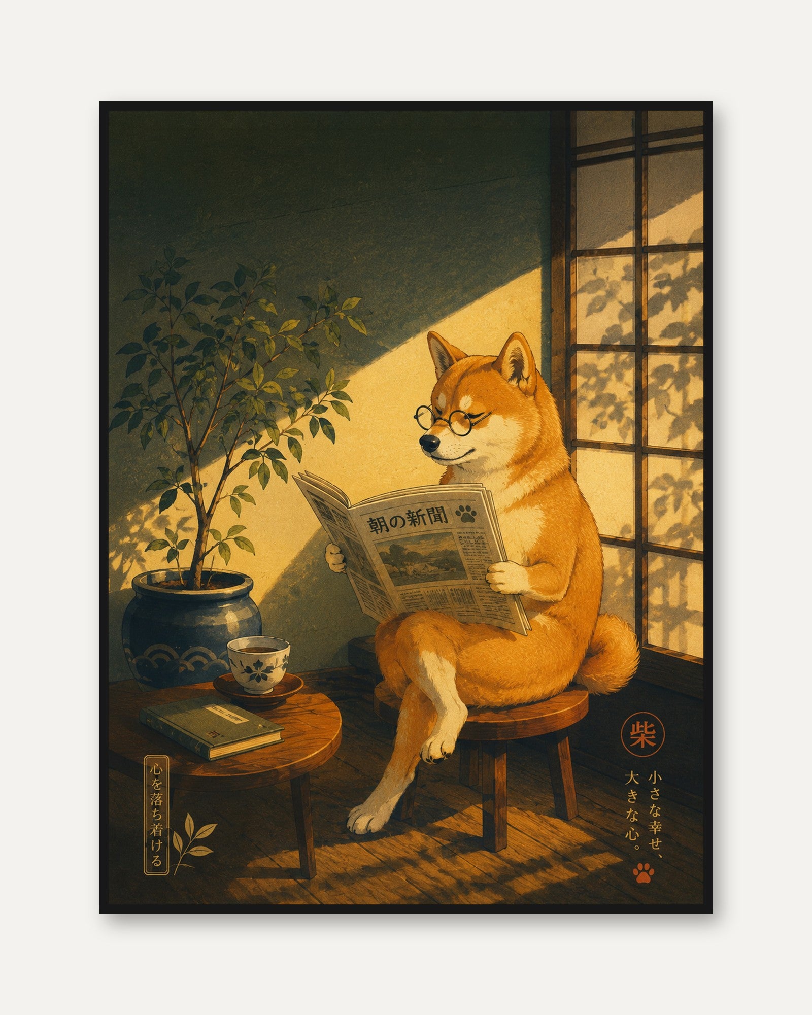 Shiba Inu Wall Art – Japanese Dog Print - framed