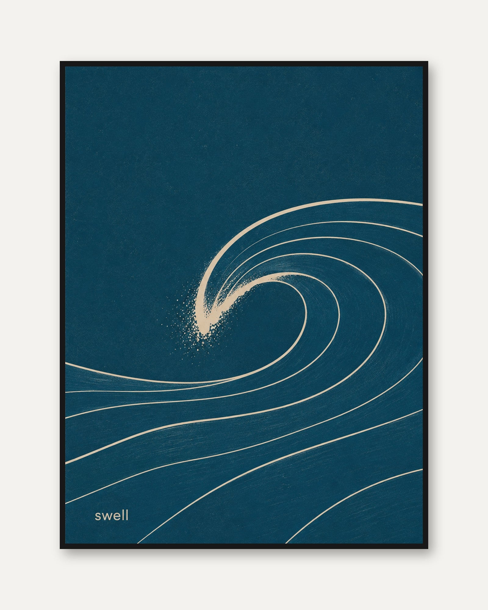 Ocean Wave Wall Art – Minimalist Surf Print - framed