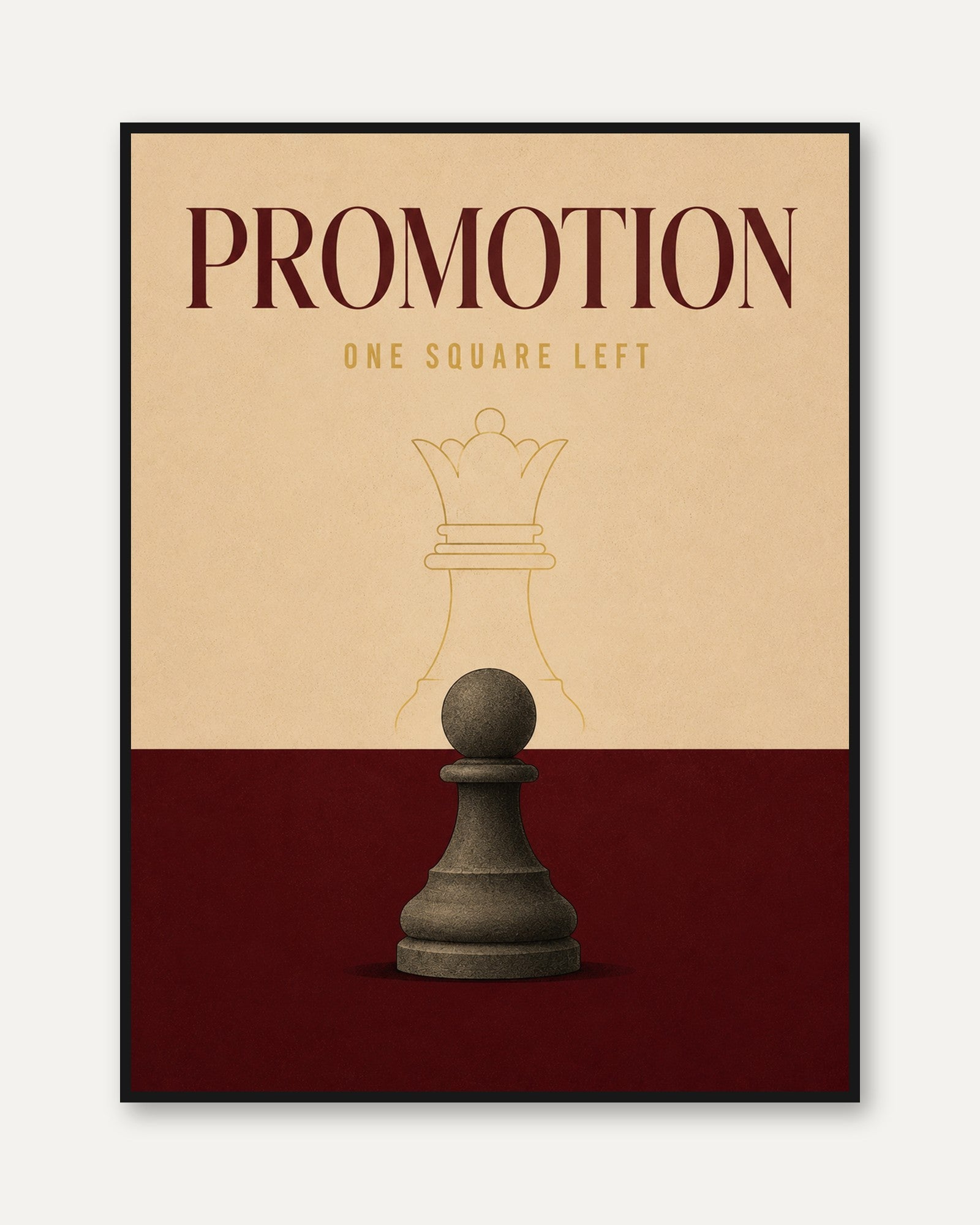 Chess Promotion Poster: Minimalist Pawn to Queen Art Print - framed