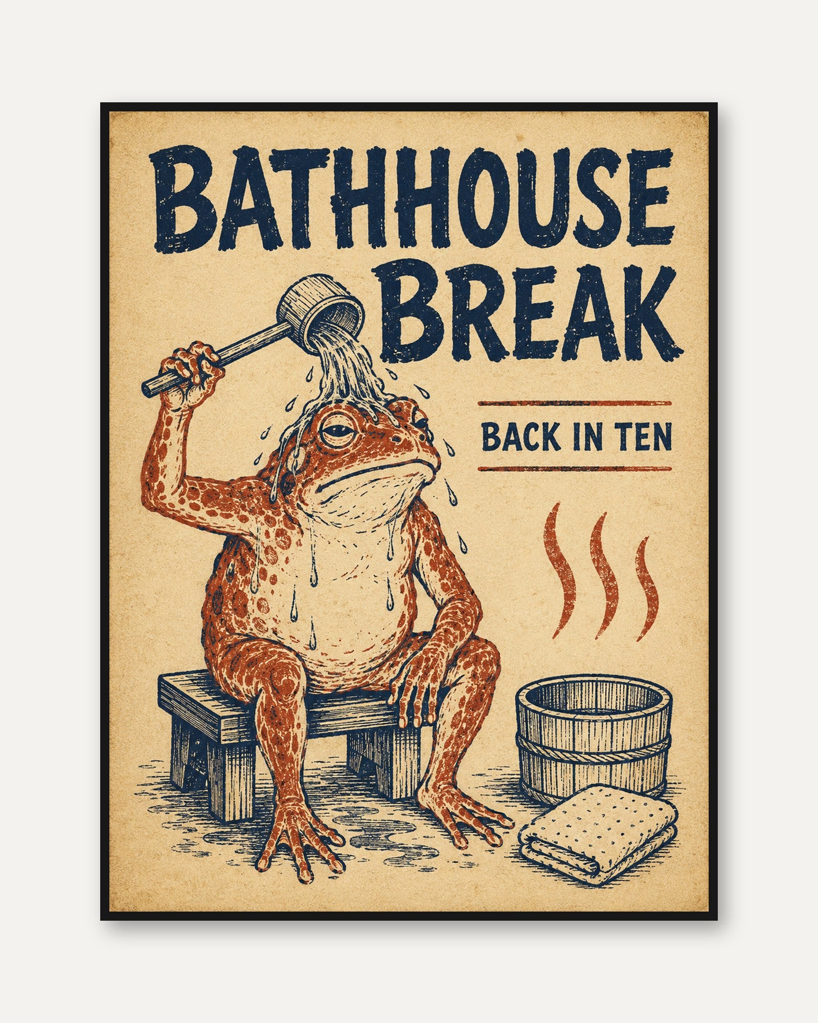 Frog Bathroom Print - framed