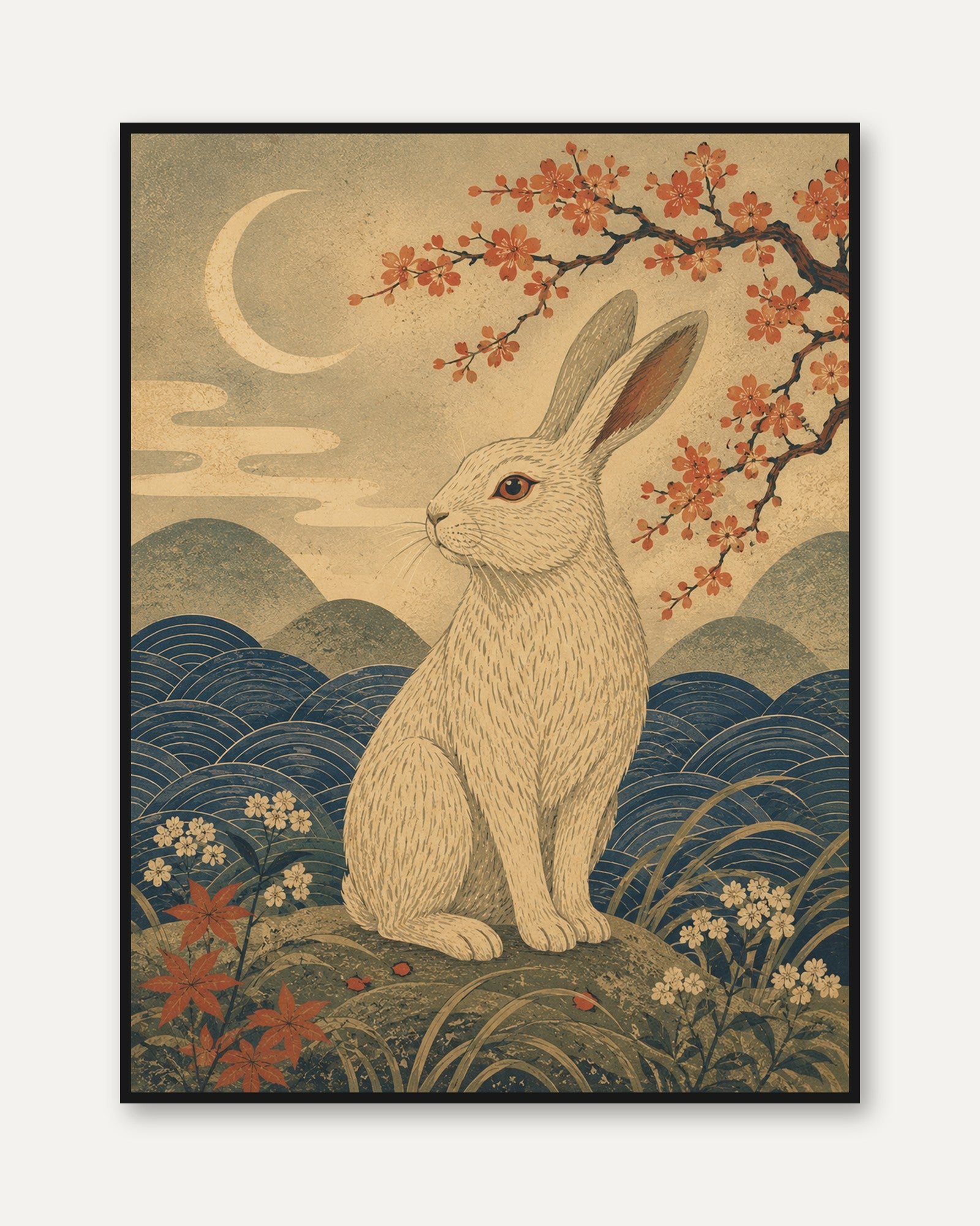 Japanese Rabbit Print - framed