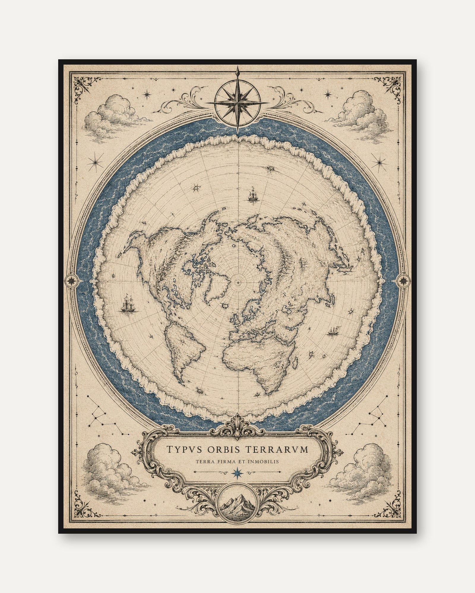 Vintage World Map Poster - framed