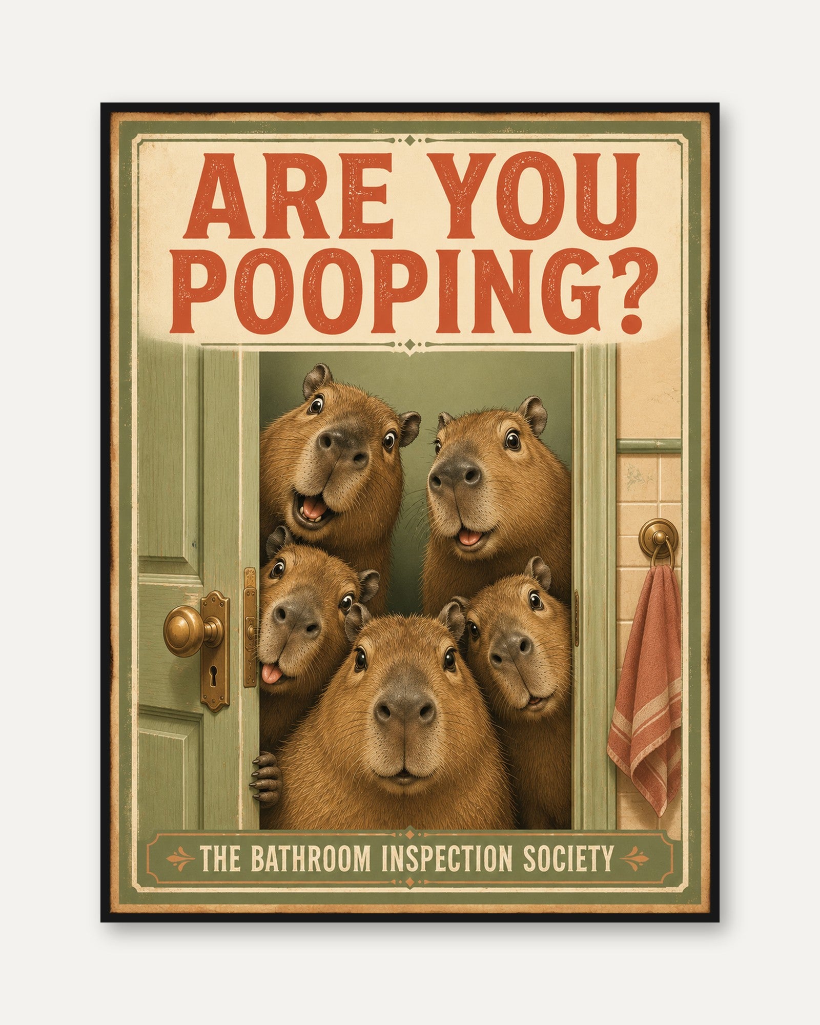 Funny Capybara Bathroom Print - framed