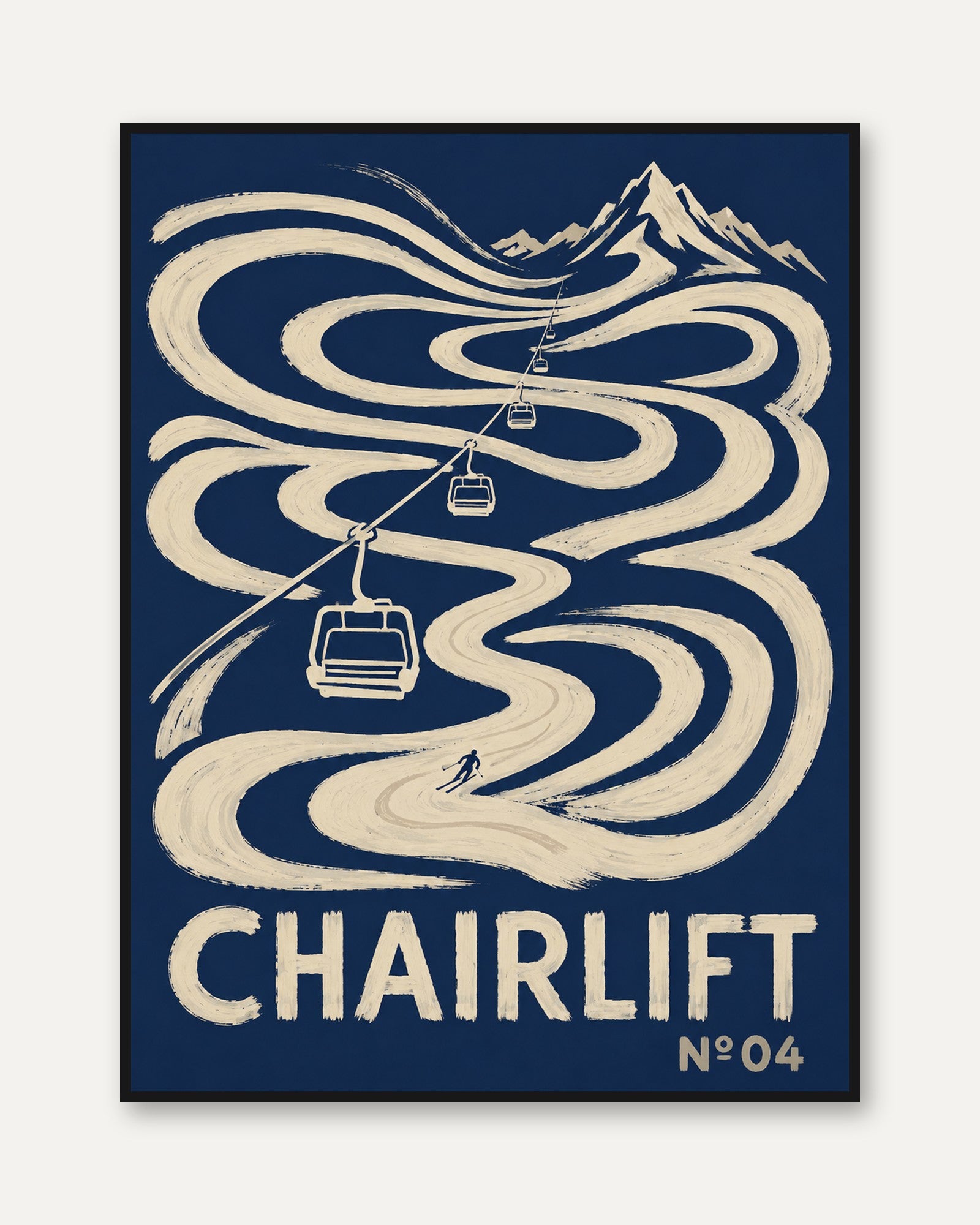 Ski Lift Poster – Vintage Ski Print - framed