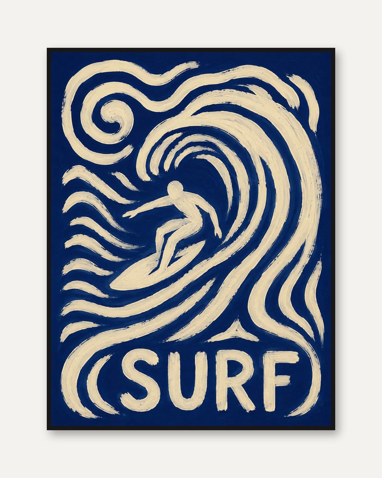 Retro Surf Art Print – Vintage Wave Wall Decor - framed