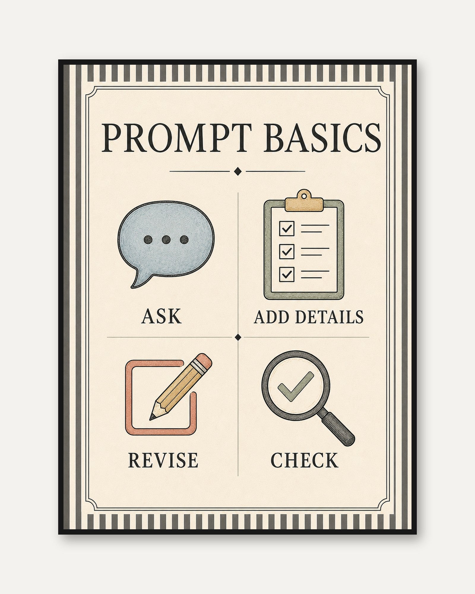 Writing Process Poster – Classroom Wall Art - framed