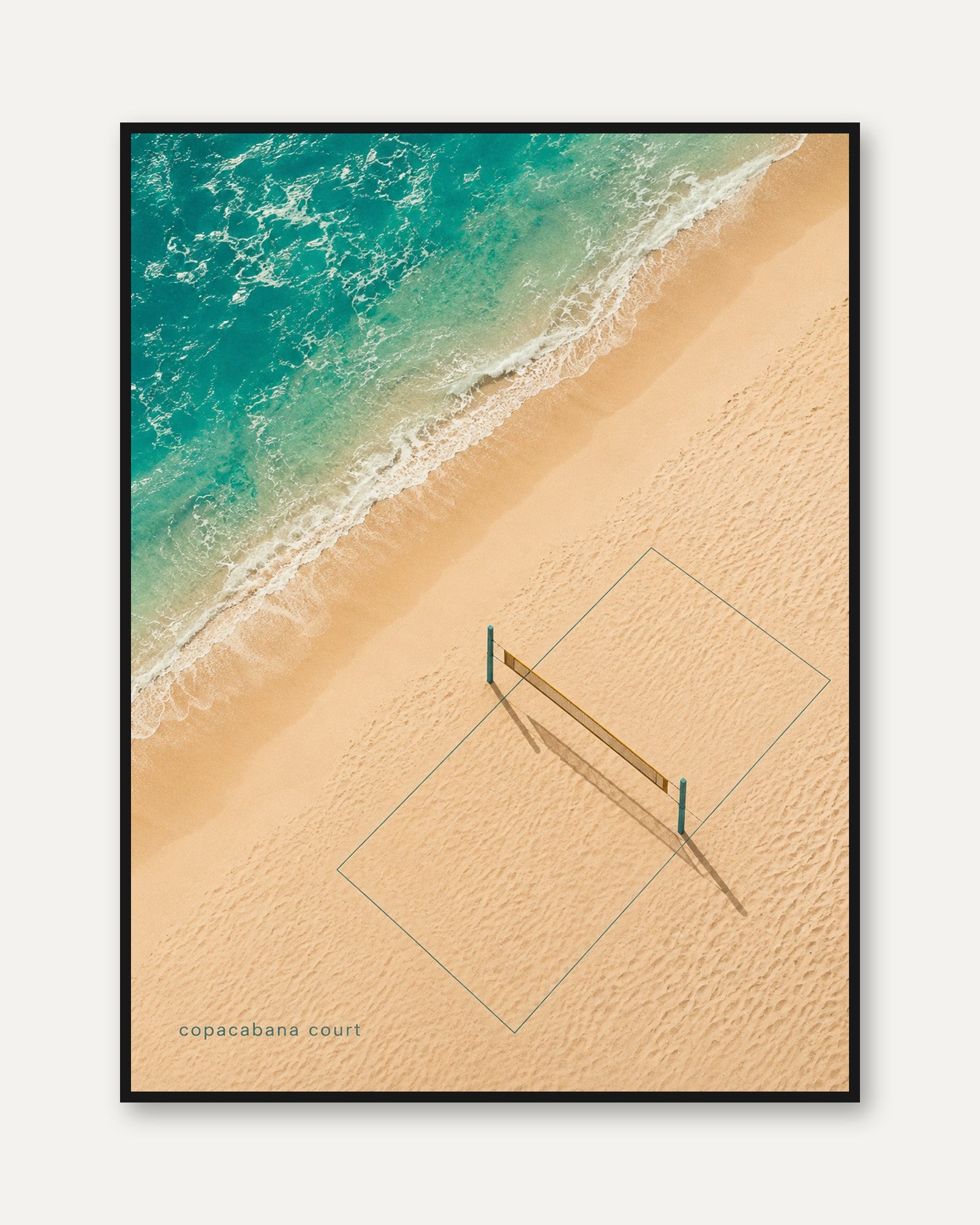 Aerial Beach Print – Copacabana Court Poster - framed
