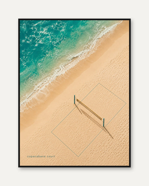 Aerial Beach Print – Copacabana Court Poster - framed