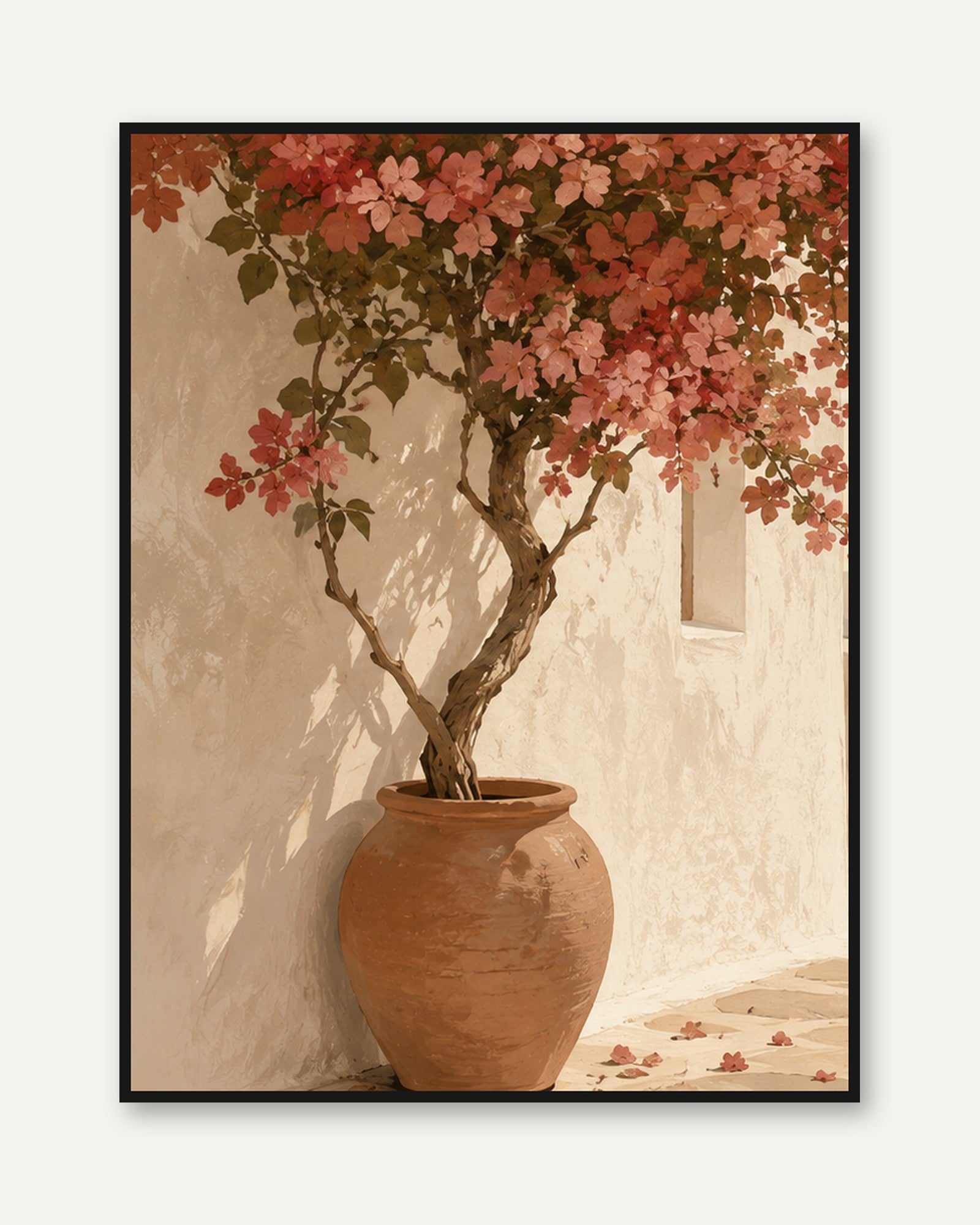 Mediterranean Blossom Tree Print: Terracotta Pot Wall Art - framed