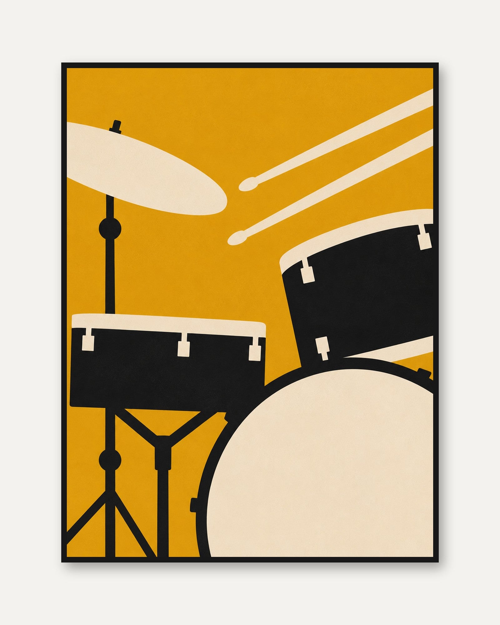 Drum Set Art Print — Bold Graphic Illustration - framed