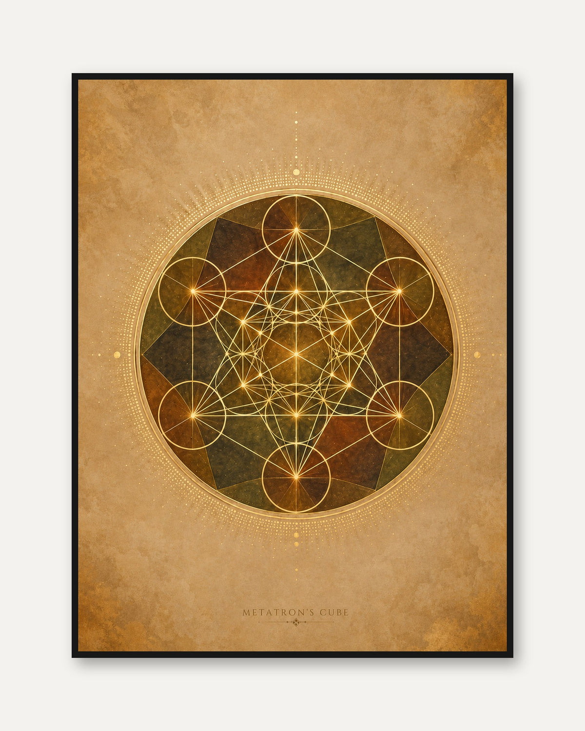 Metatron's Cube Print: Spiritual Geometry Art - framed