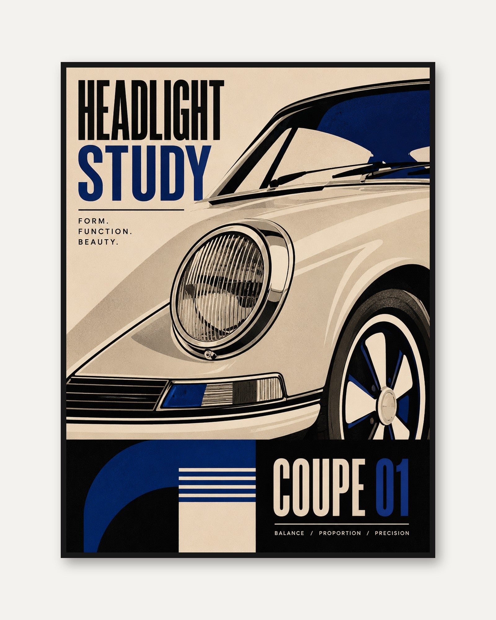 Retro Porsche Coupe Print - framed