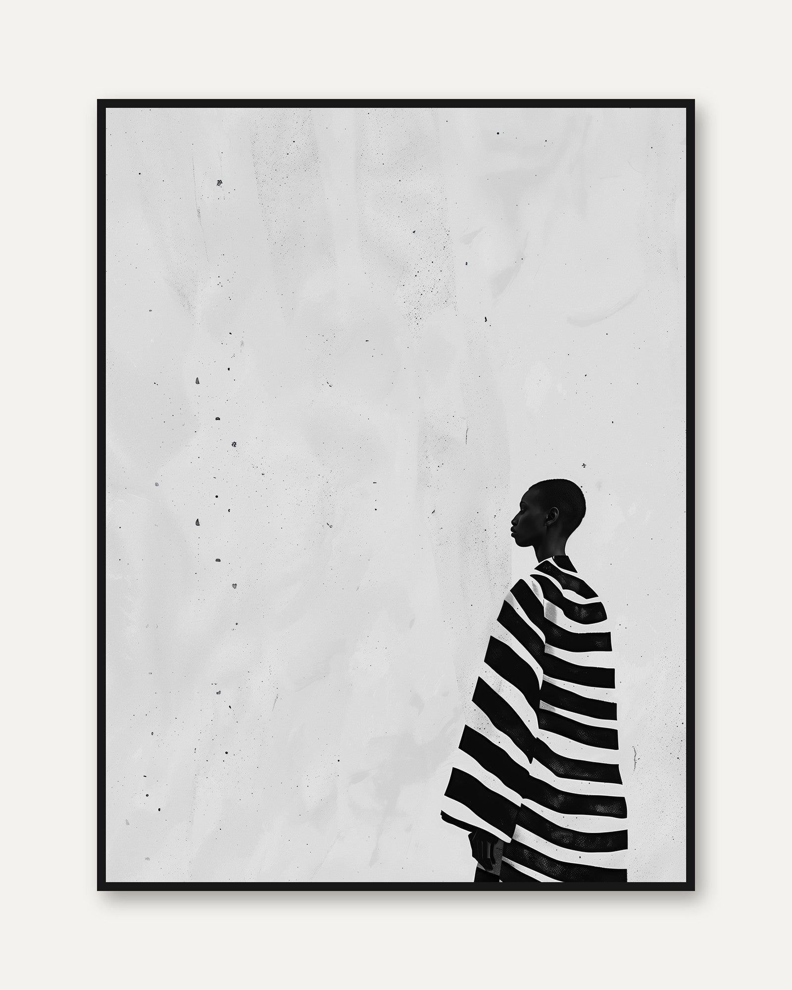 Fashion Wall Art Print: Black and White Silhouette - framed