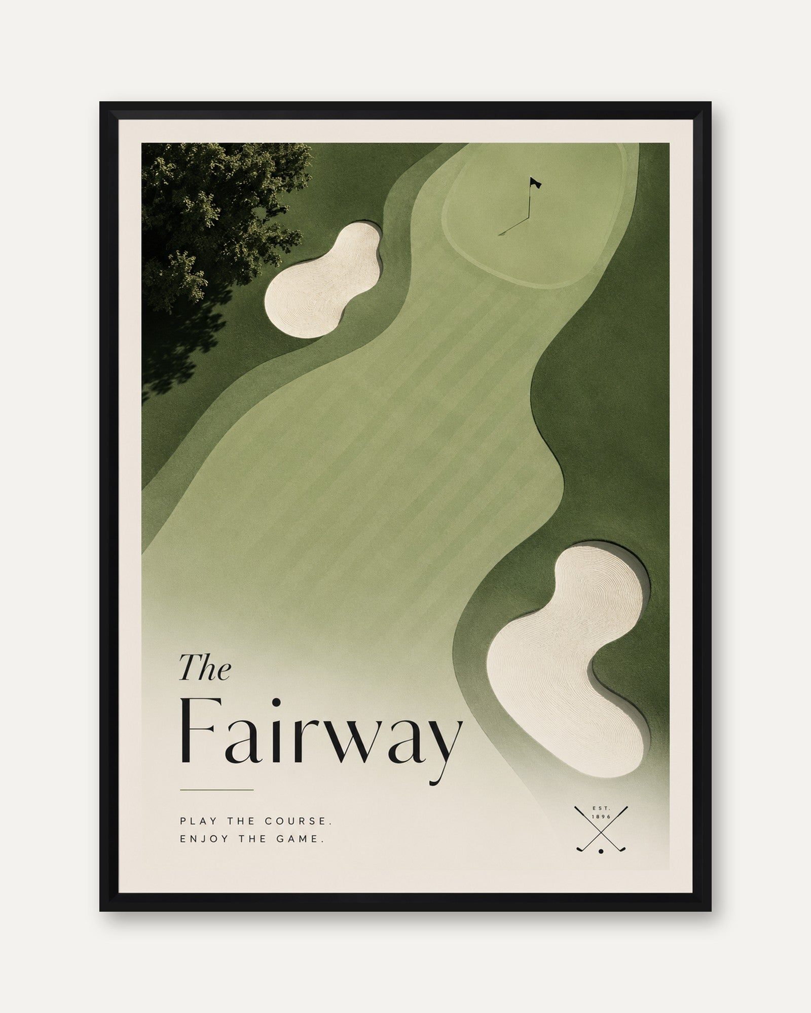 Golf Wall Art Print: Modern Minimalist Fairway - framed