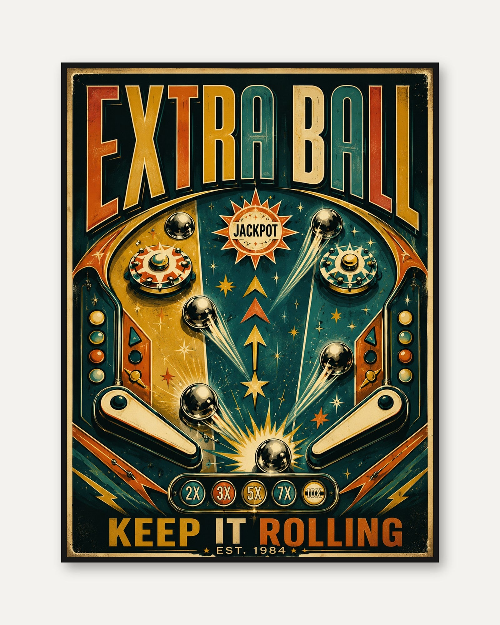 Pinball Machine Poster - framed