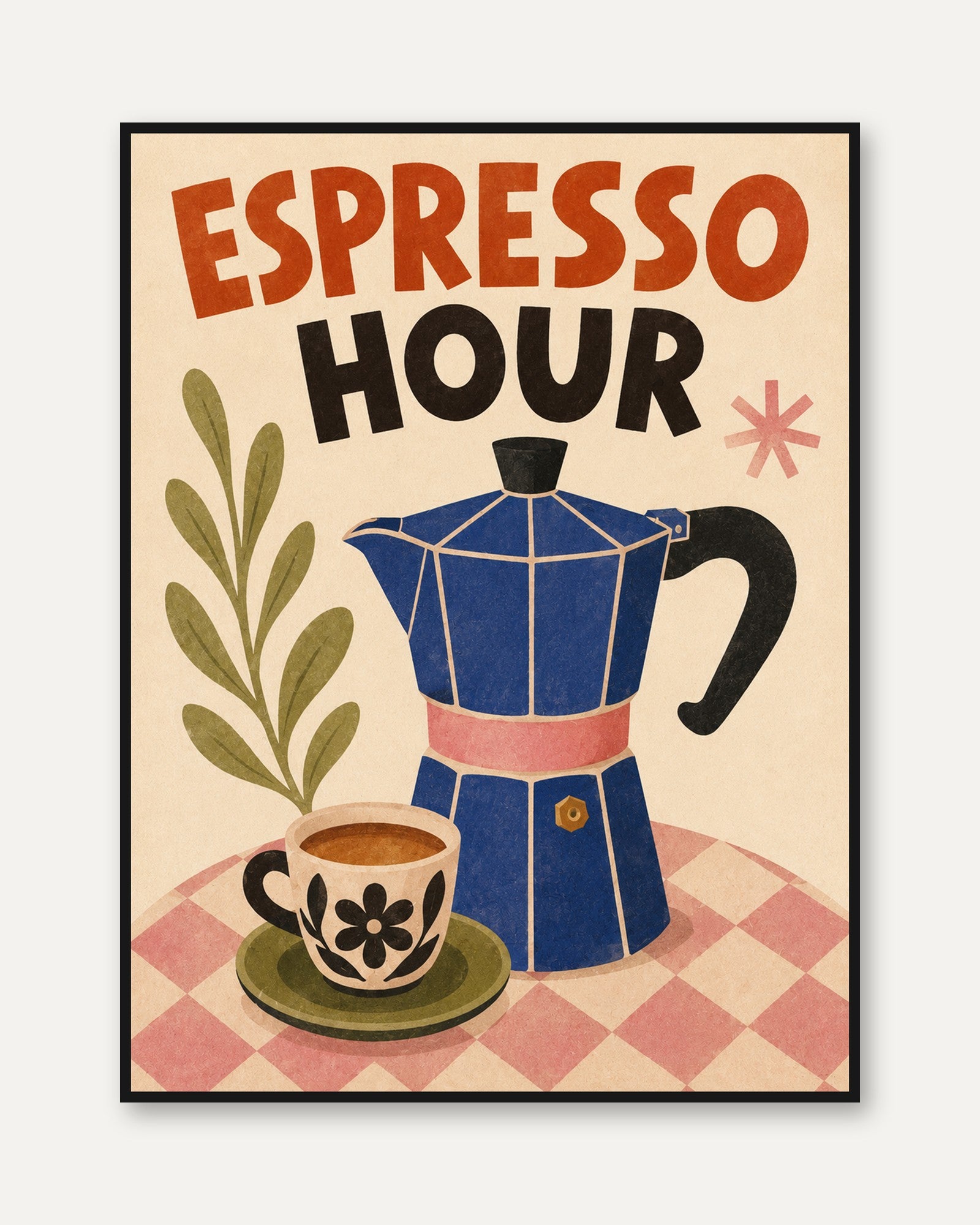 Espresso Hour Retro Cafe Poster - framed