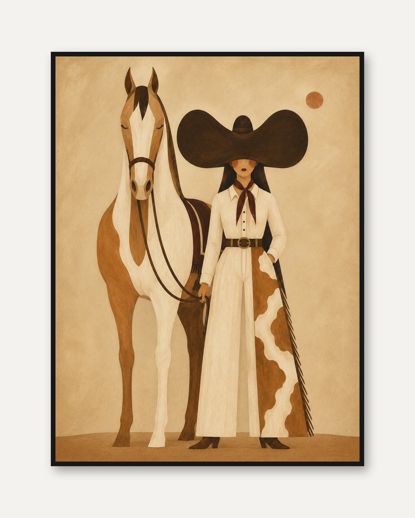 Western Cowgirl Art – Equestrian Print - framed