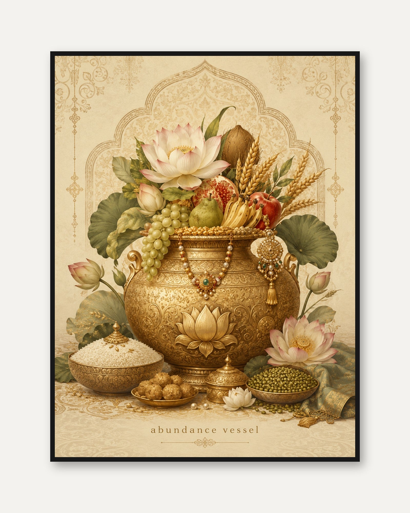Lotus Flower Wall Art – Abundance Vessel Print - framed