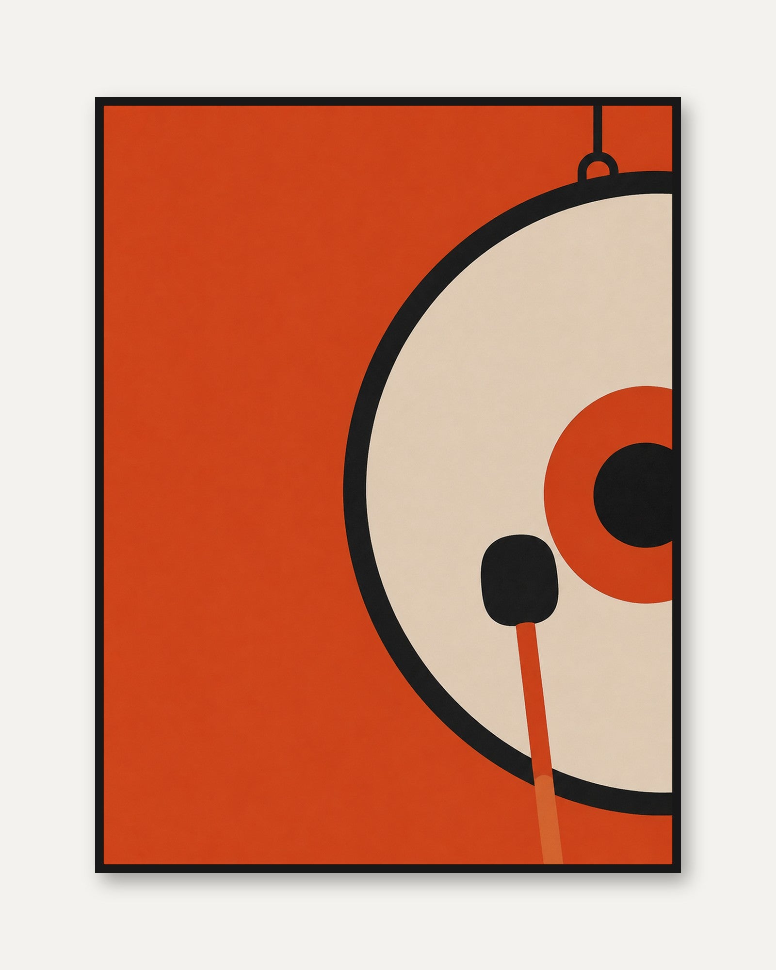 Mid-Century Modern Pendant Lamp Art Print: Orange Geometric Design - framed