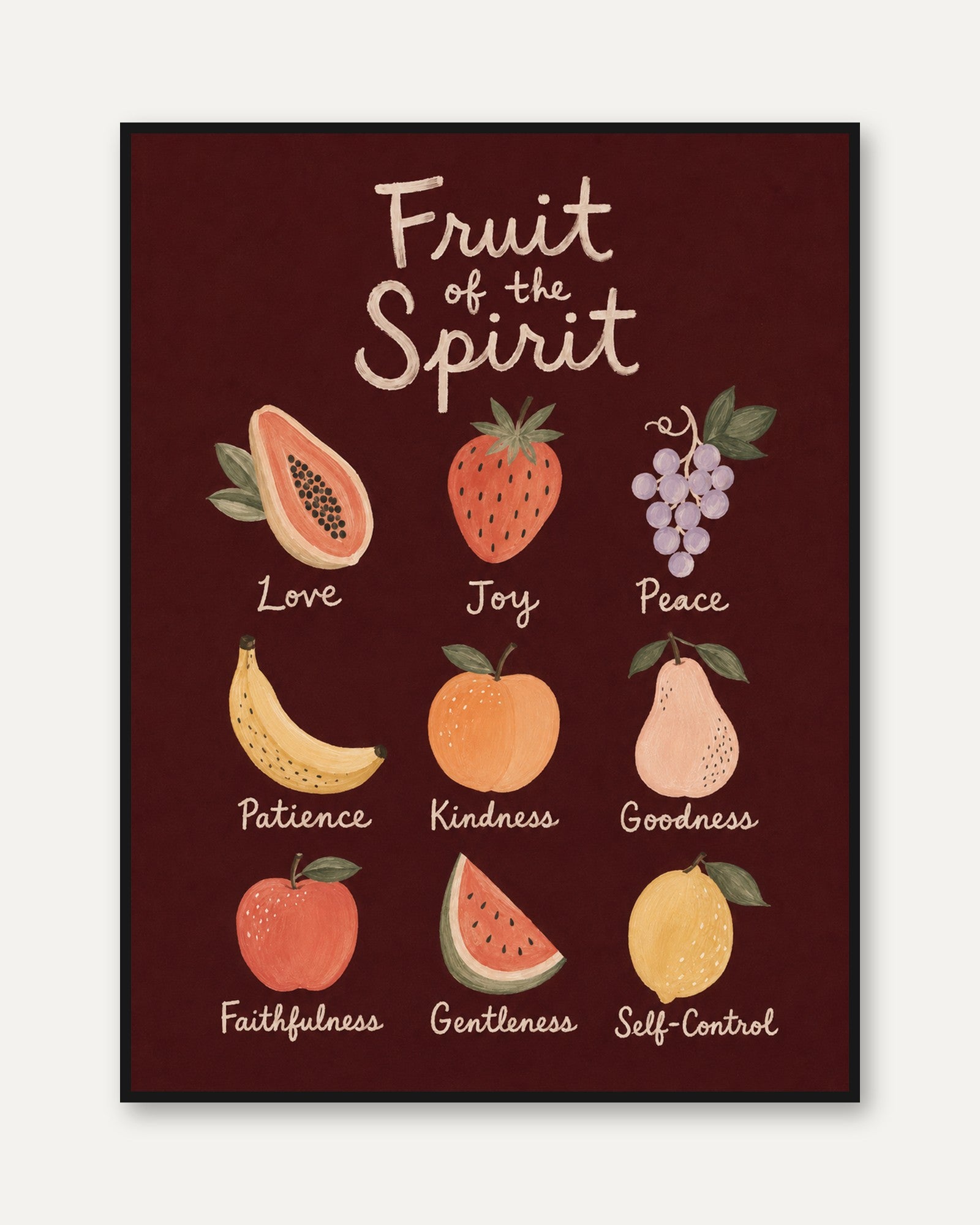 Fruit of the Spirit Print: Inspirational Christian Art - framed