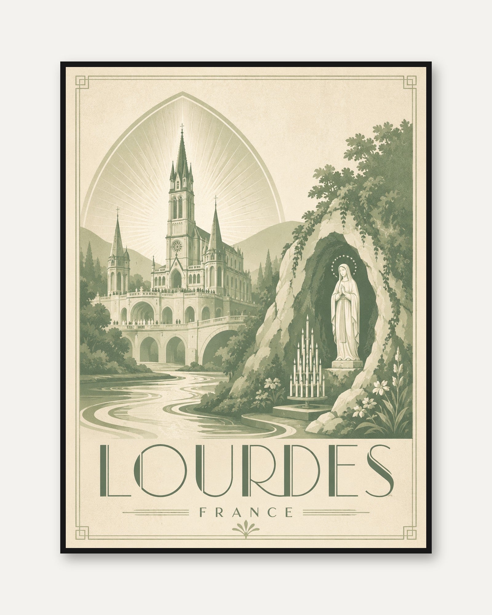 Lourdes France Poster – Vintage Travel Print - framed