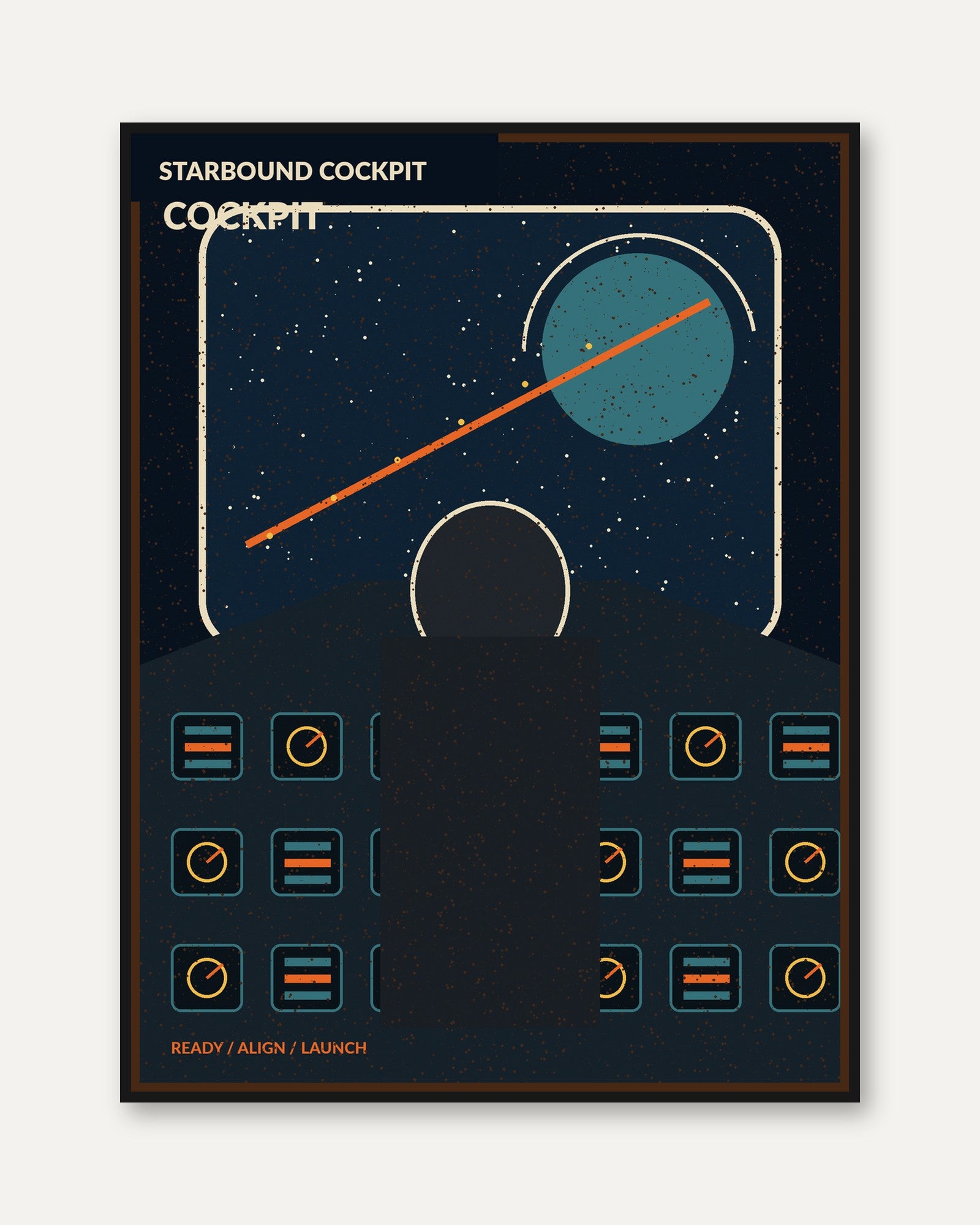 Starbound Cockpit Print: Retro Space Control Panel Art - framed