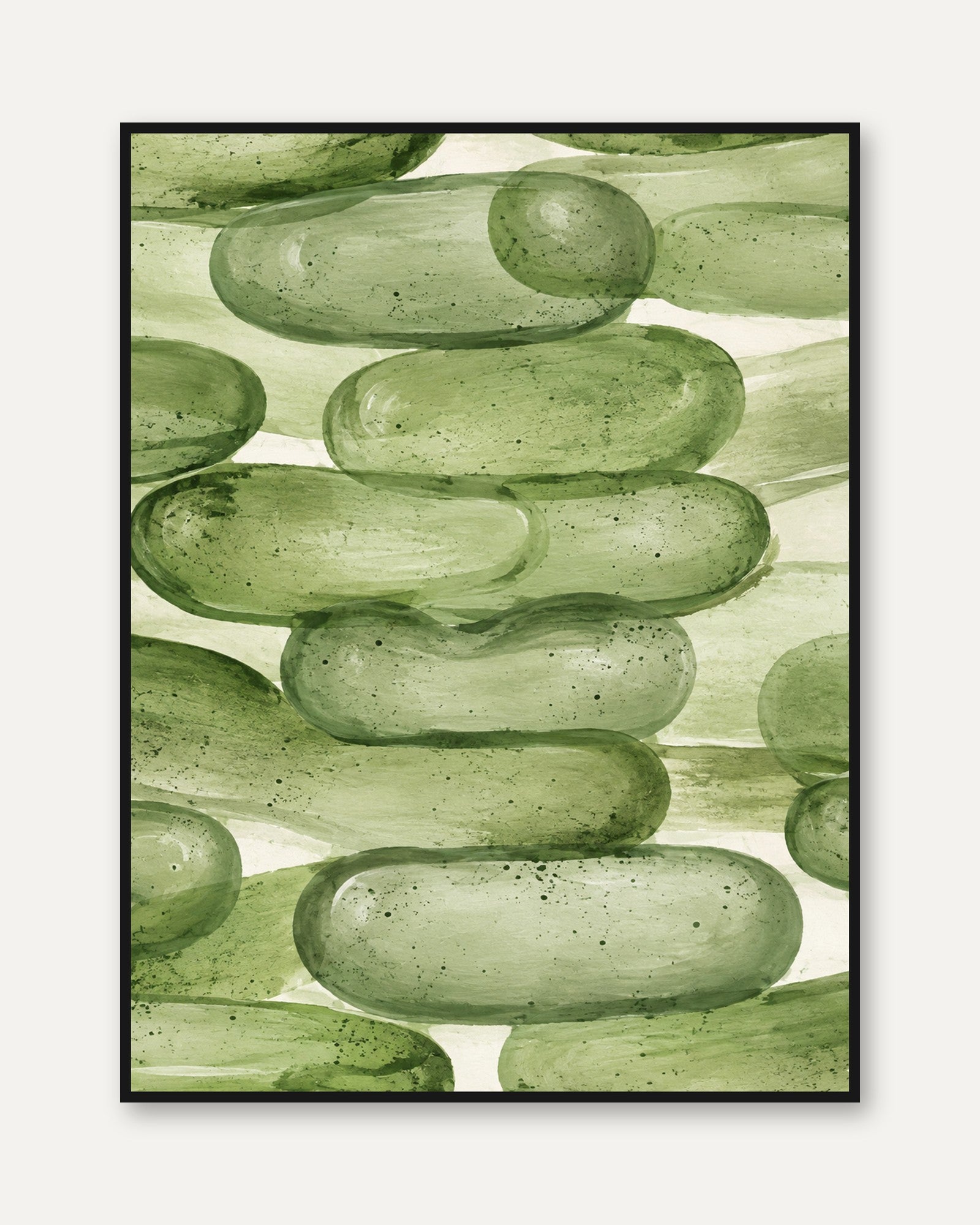Watercolor Cucumber Kitchen Print - framed