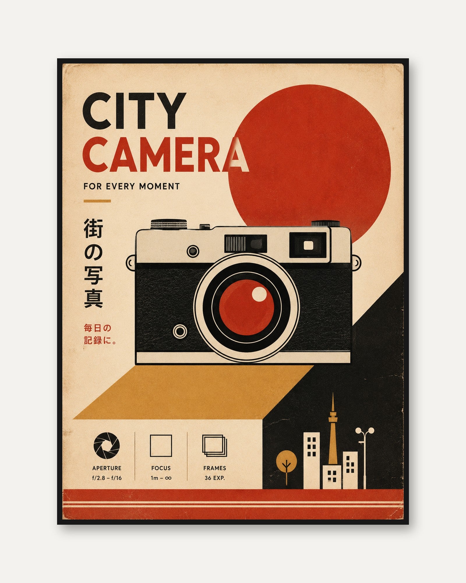 Vintage Camera Poster – Retro Photography Print - framed
