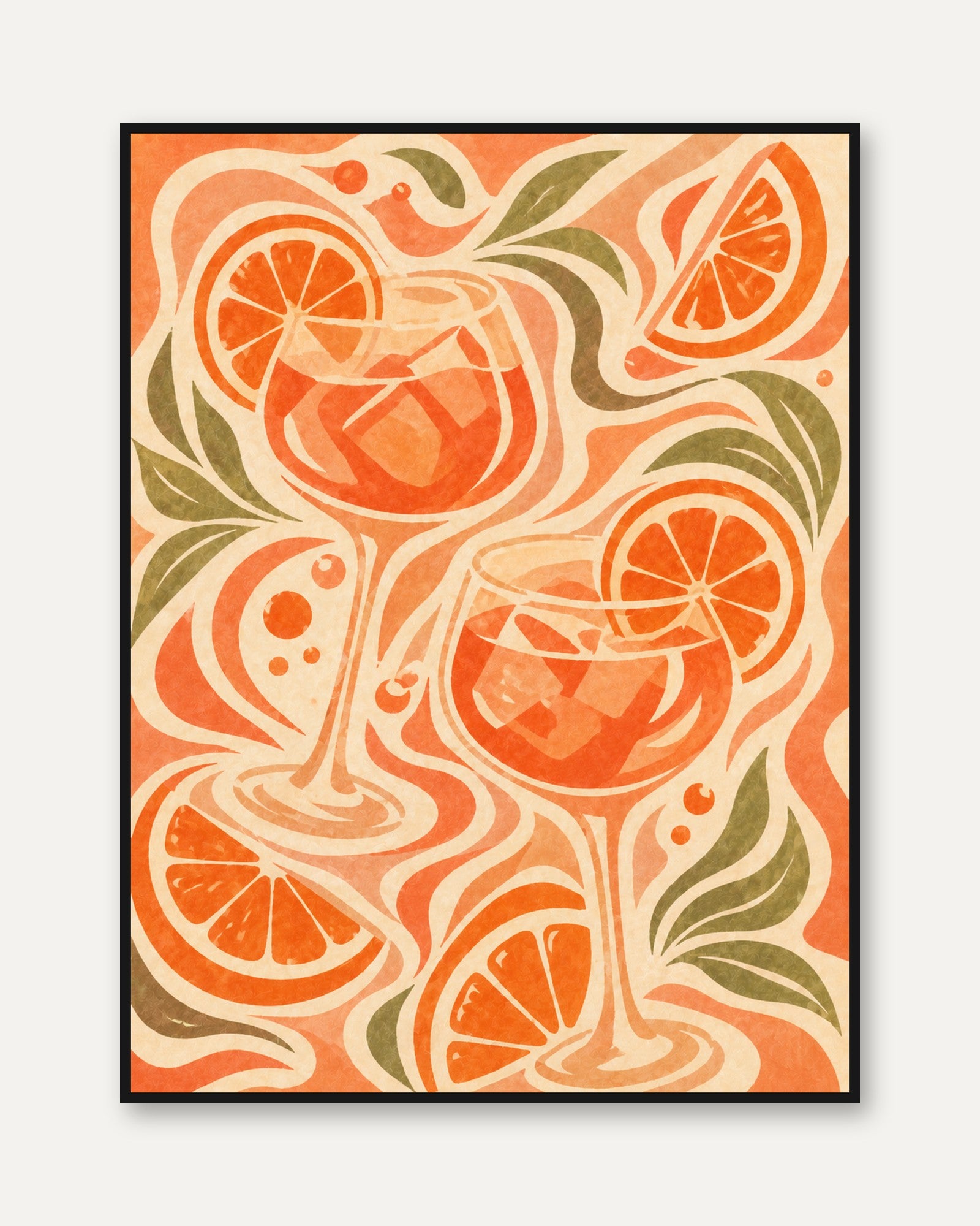 Orange Cocktail Wall Art – Kitchen Print - framed