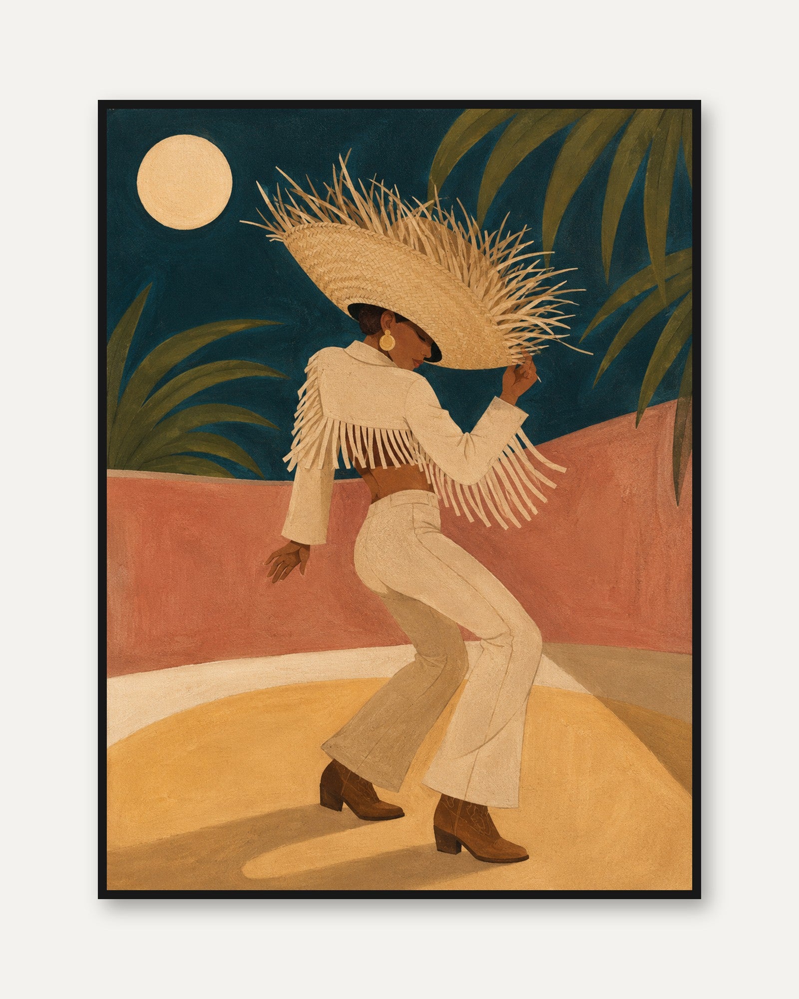 Tropical Dance Wall Art – Bohemian Woman Print - framed