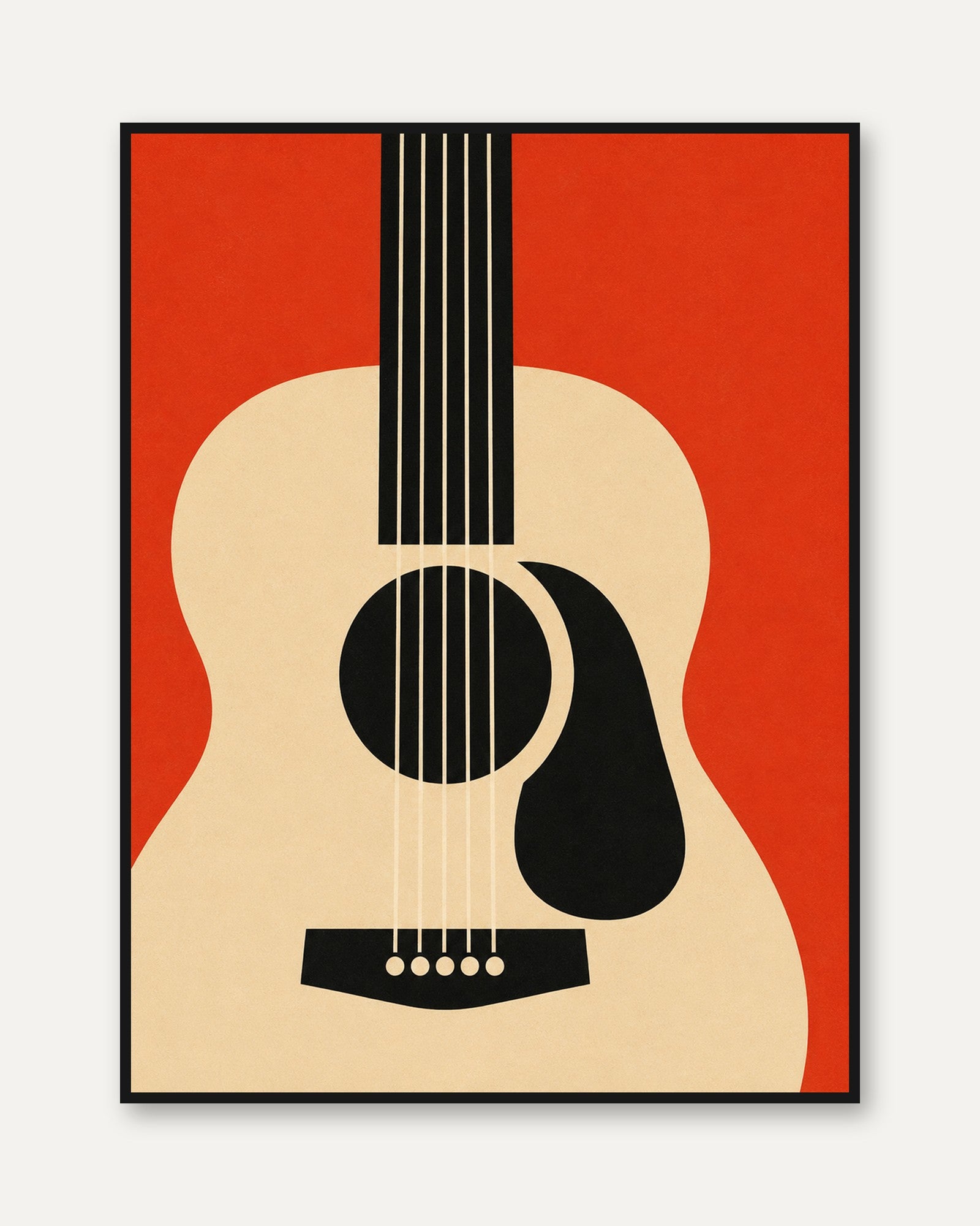 Acoustic Guitar Art Print — Mid-Century Modern Design - framed