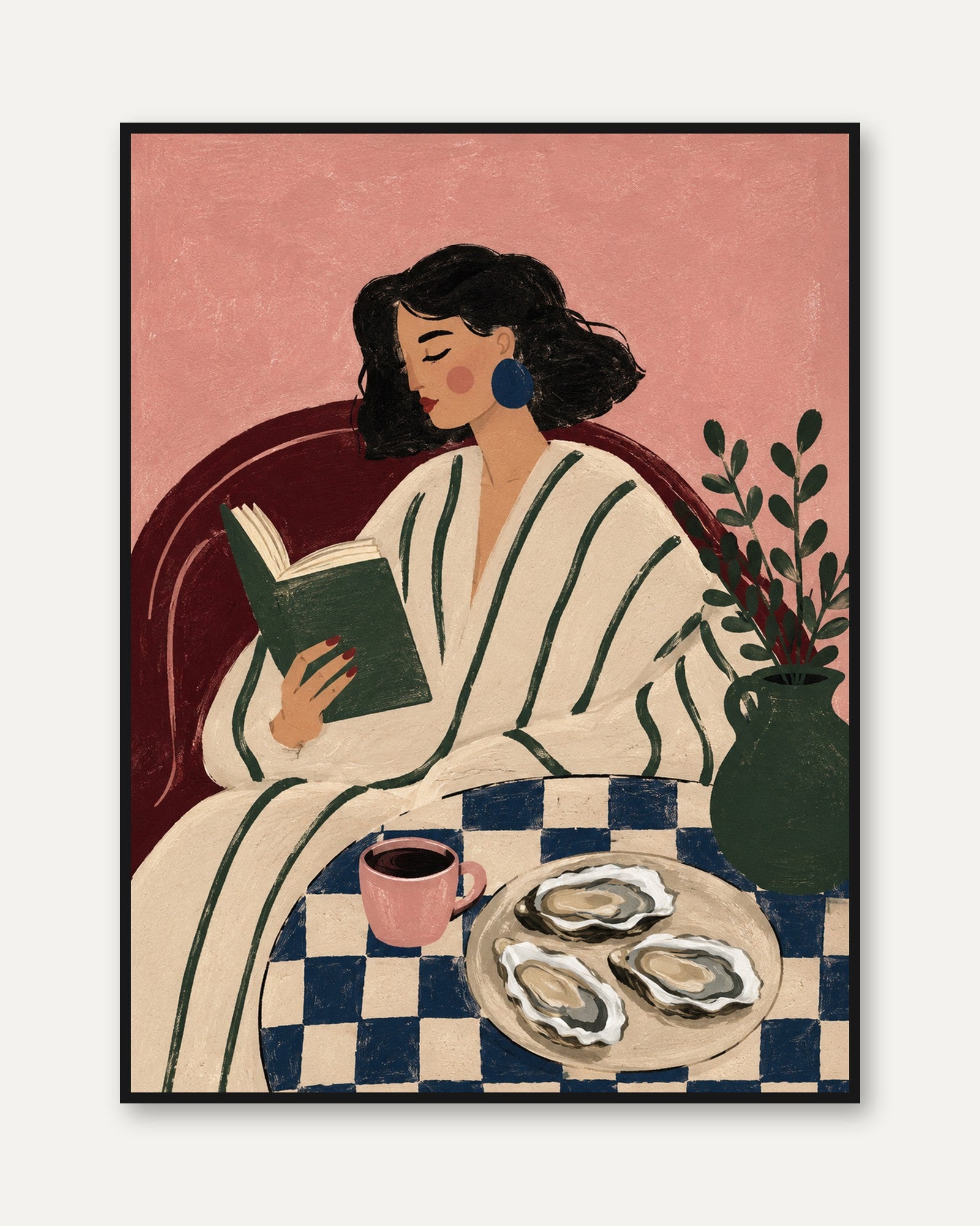 Woman Reading Wall Art – Coffee Print - framed