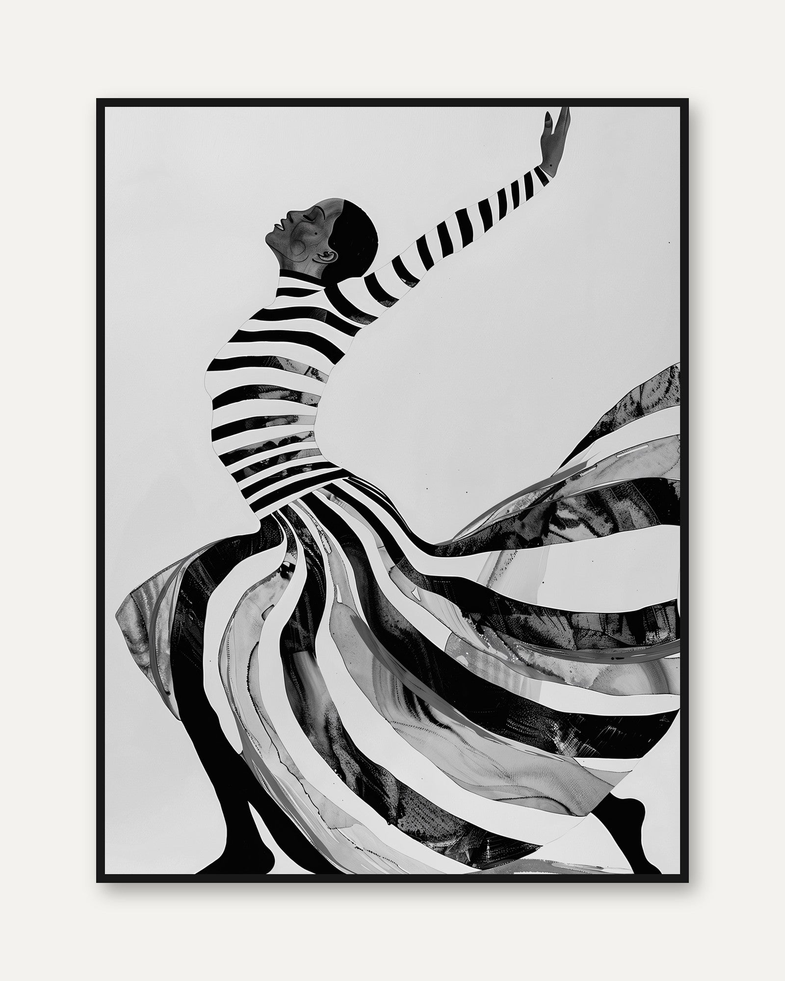 Striped Dancing Woman Poster - framed