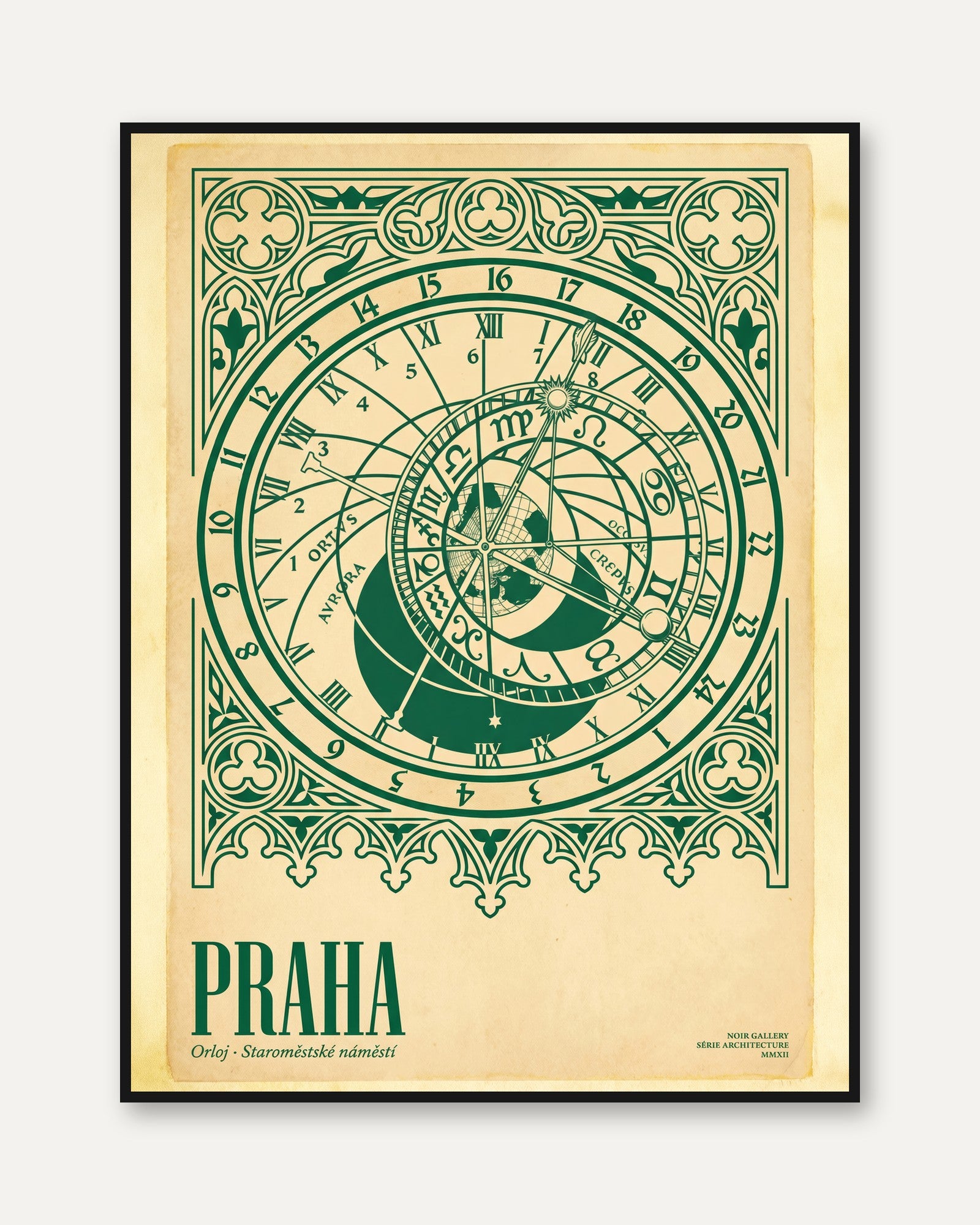 Prague Astronomical Clock Print - framed