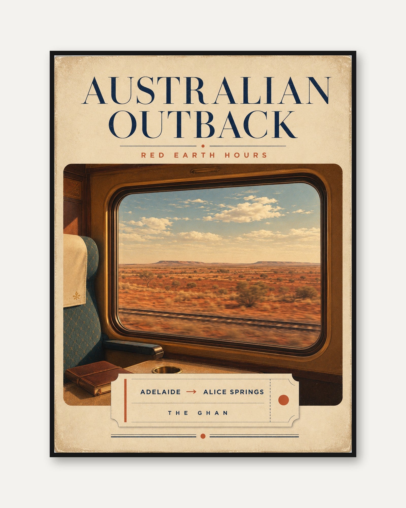 Australian Outback Poster – Vintage Travel Print - framed