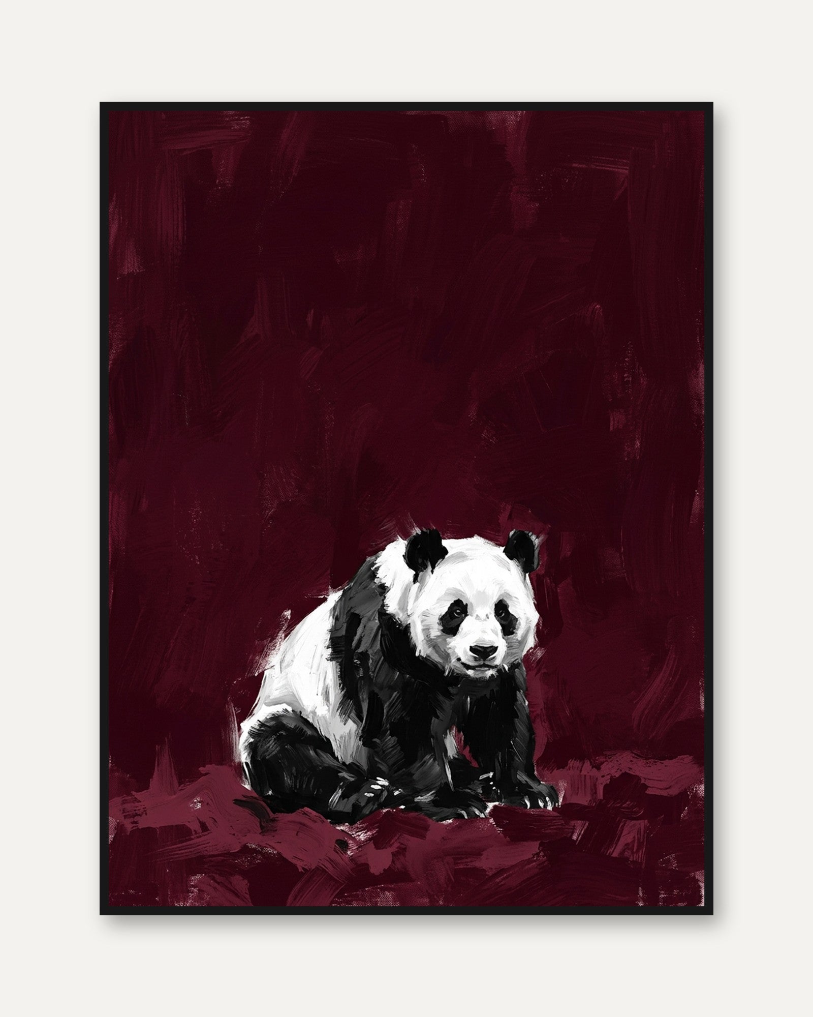 Panda Art Print — Bold Painterly Style - framed