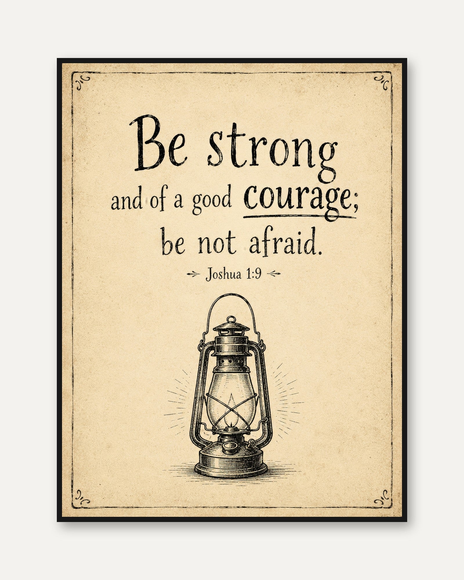 Inspirational Bible Verse Print – Joshua 1:9 - framed