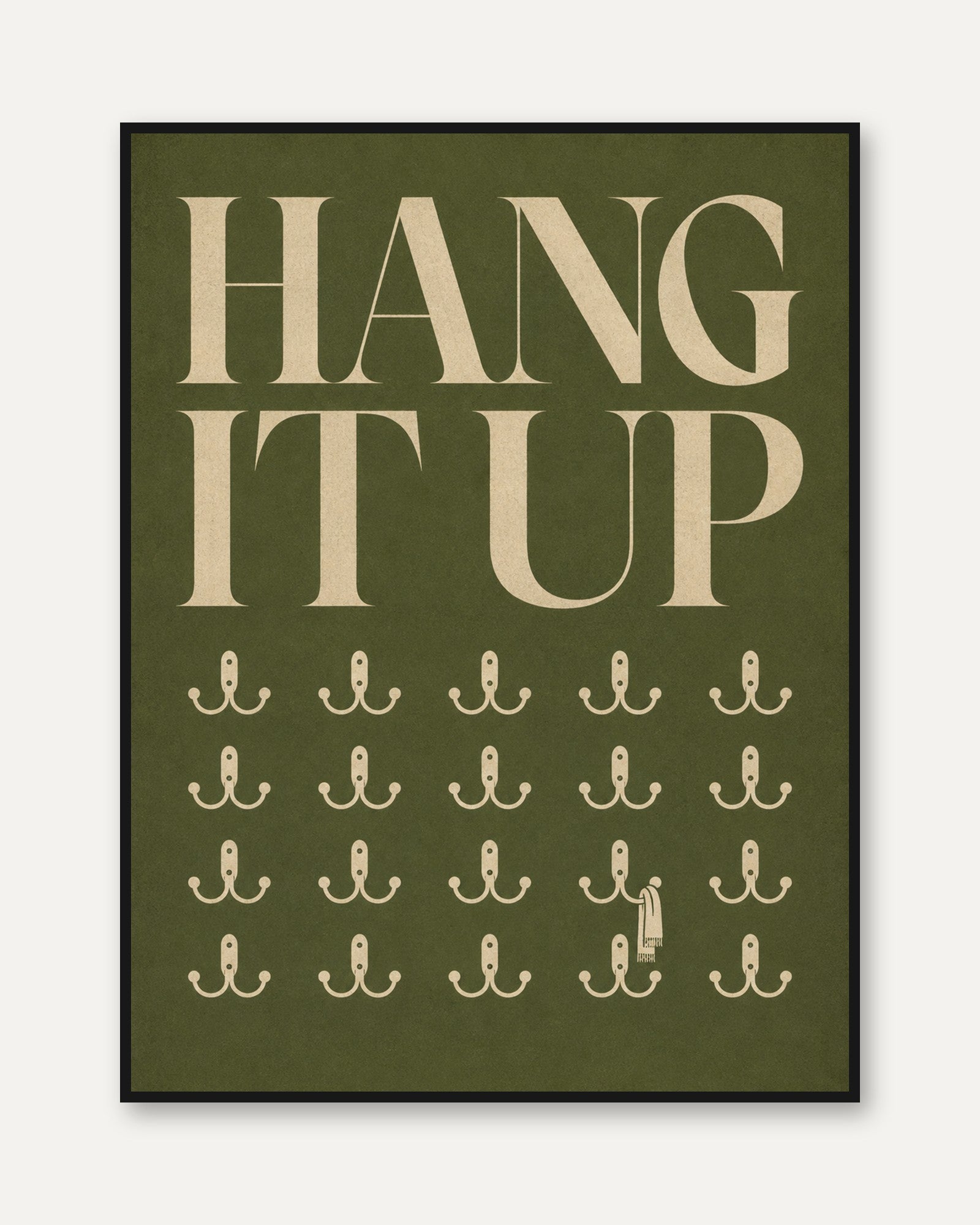Typography Wall Art: Vintage Hook Illustration - framed