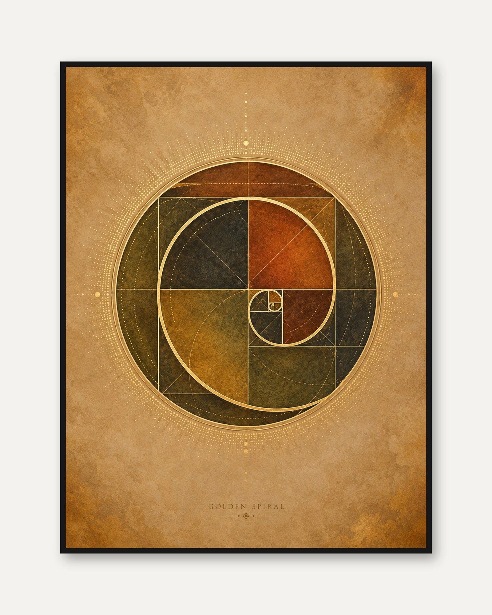 Sacred Geometry Art Print – Fibonacci Spiral - framed