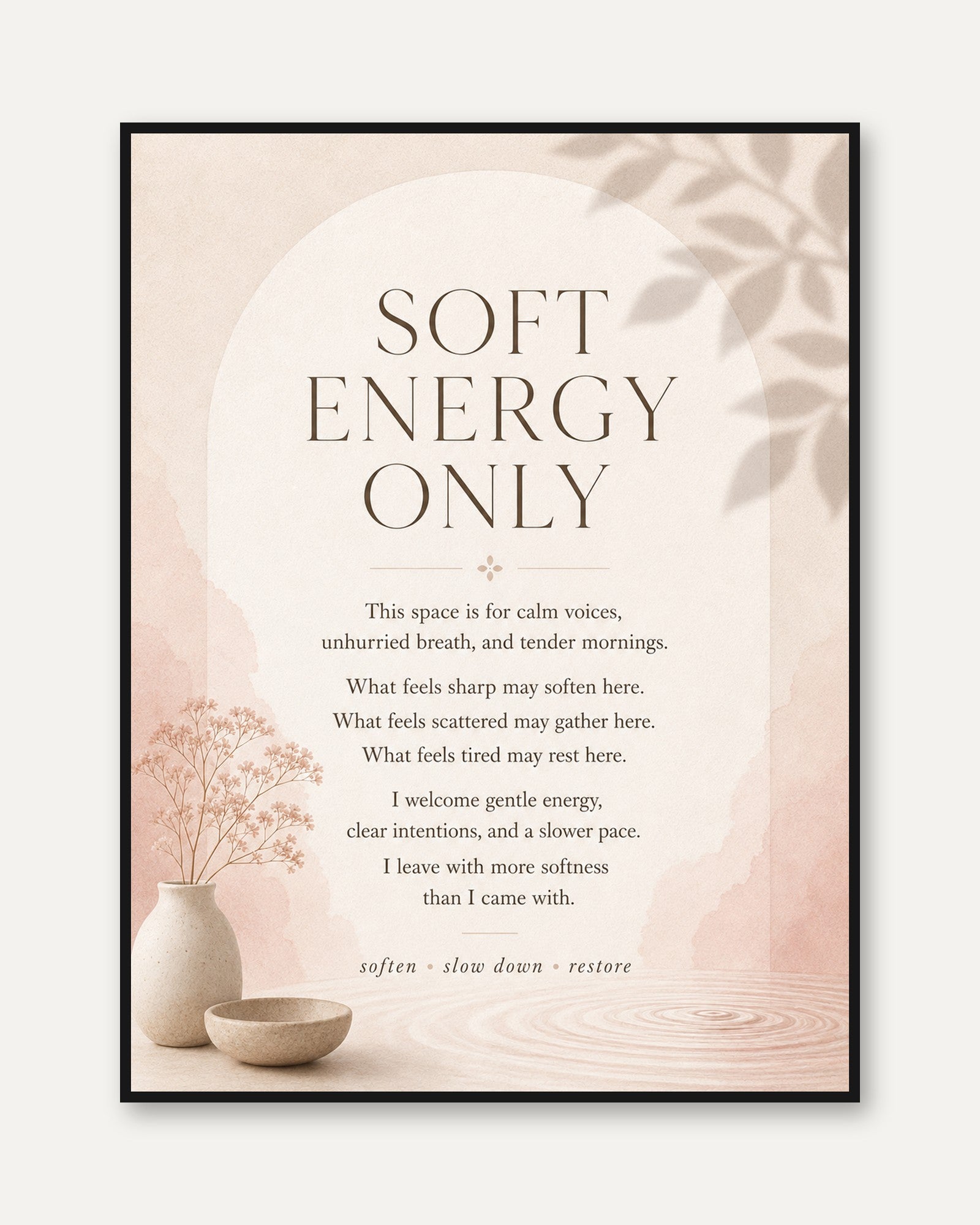 Calm Space Wall Art – Mindfulness Print - framed