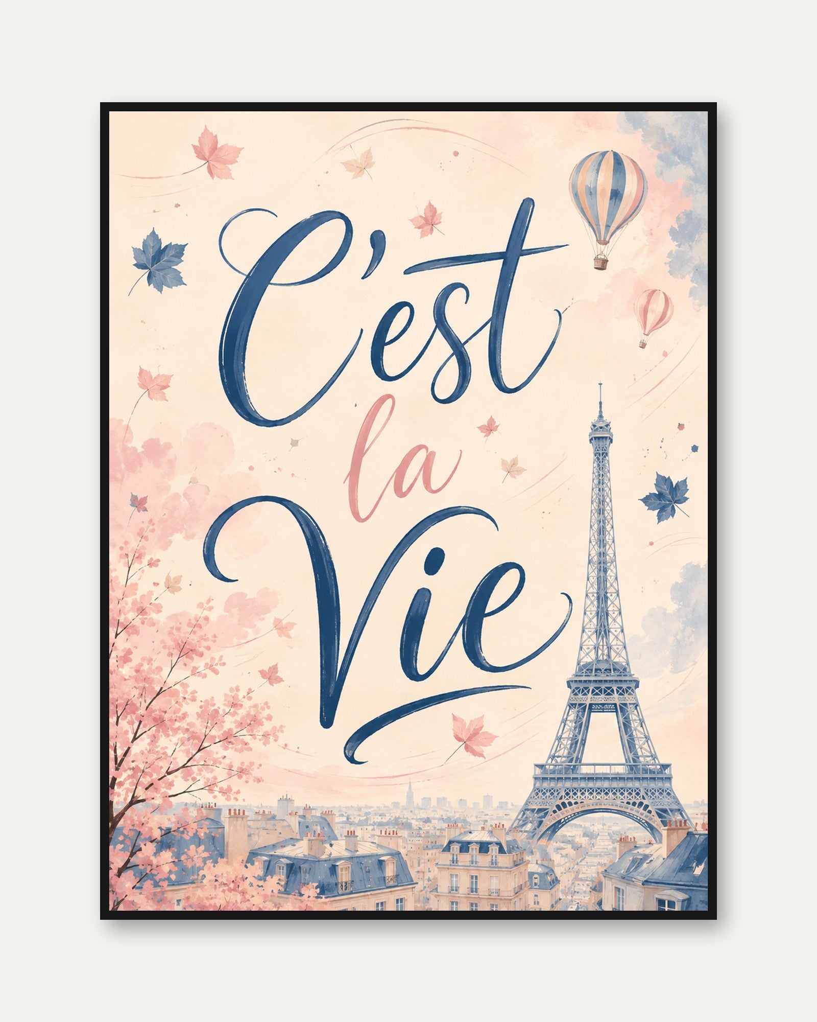 Paris Travel Poster – C'est La Vie Print - framed